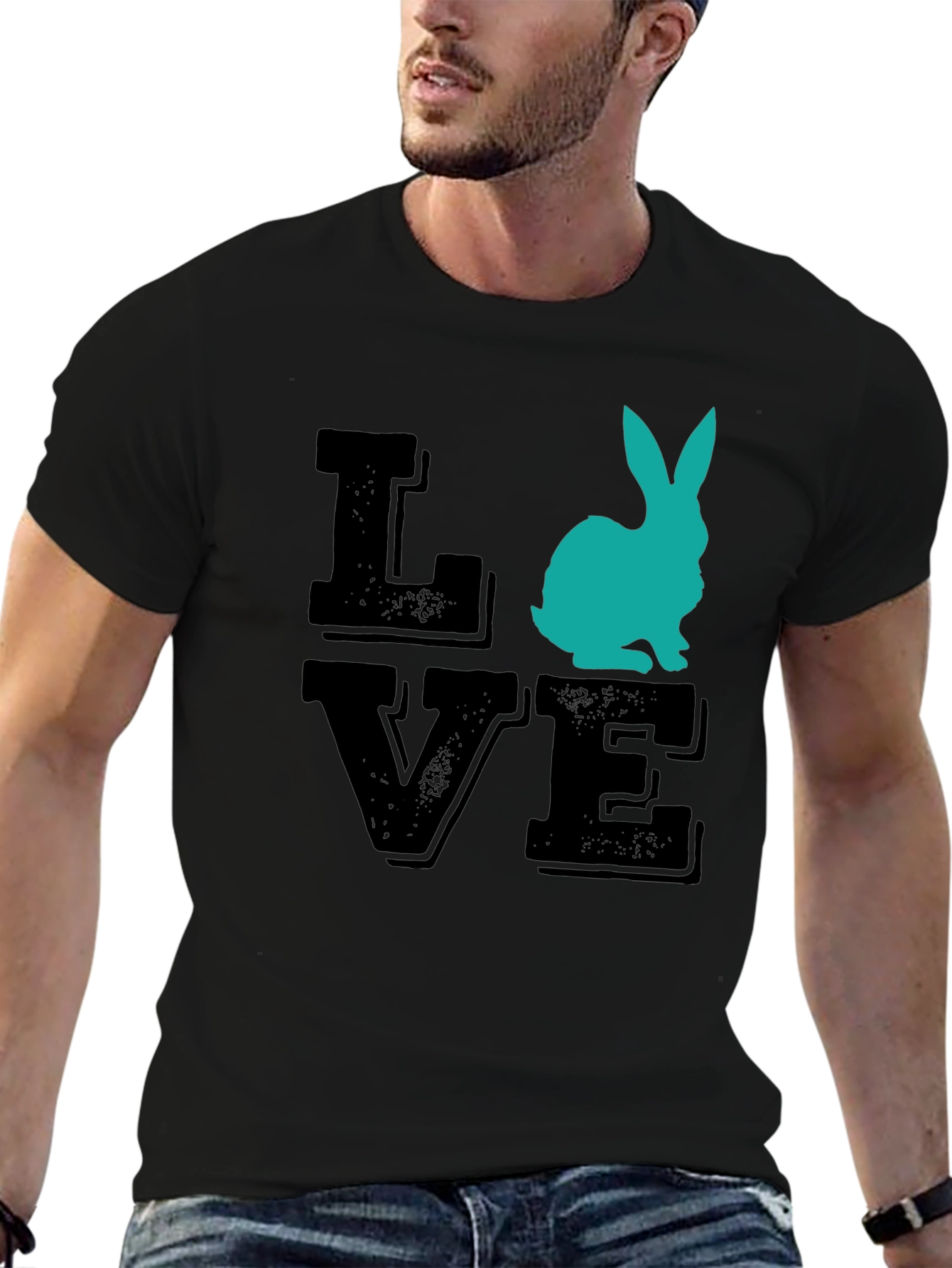Camiseta Love Conejo Negra para Hombre