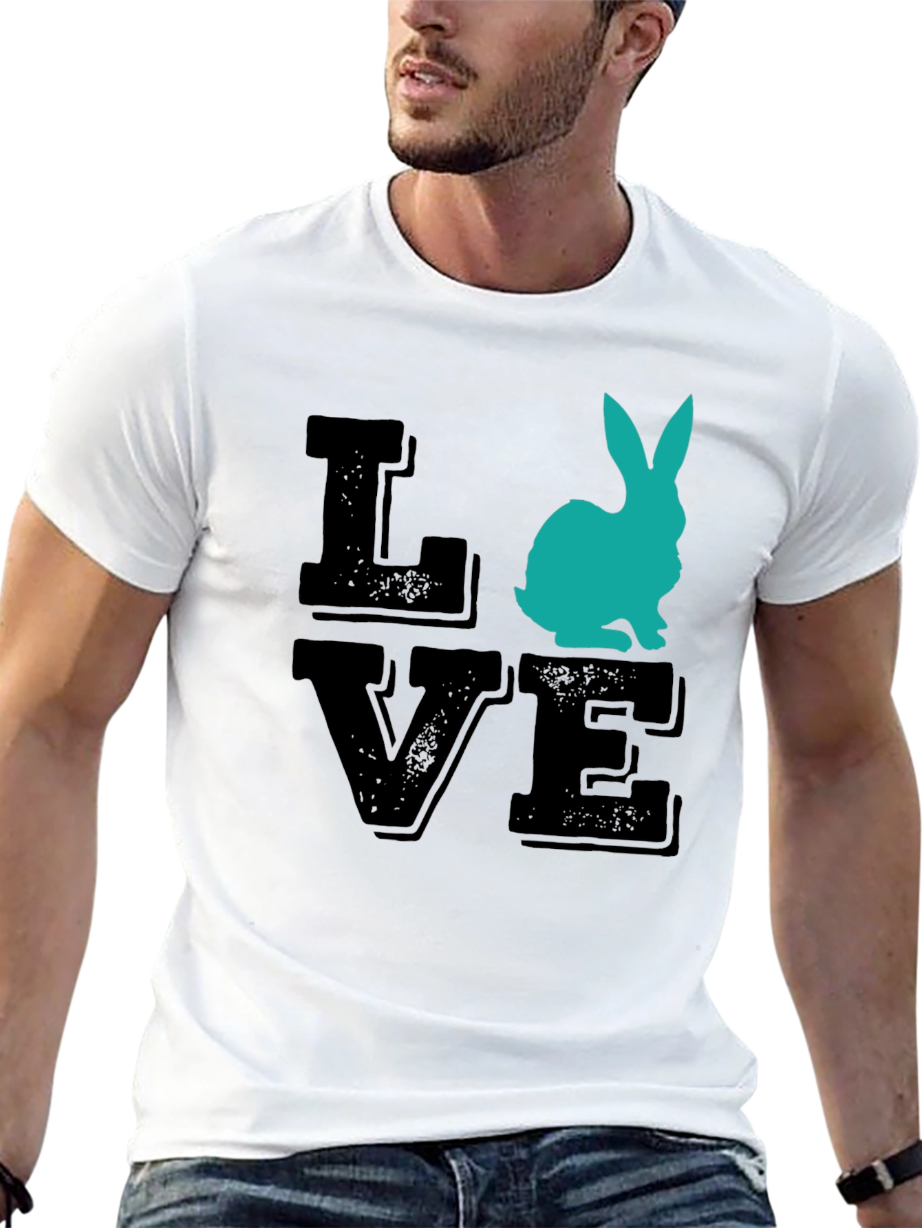 Camiseta Love Conejo Negra para Hombre