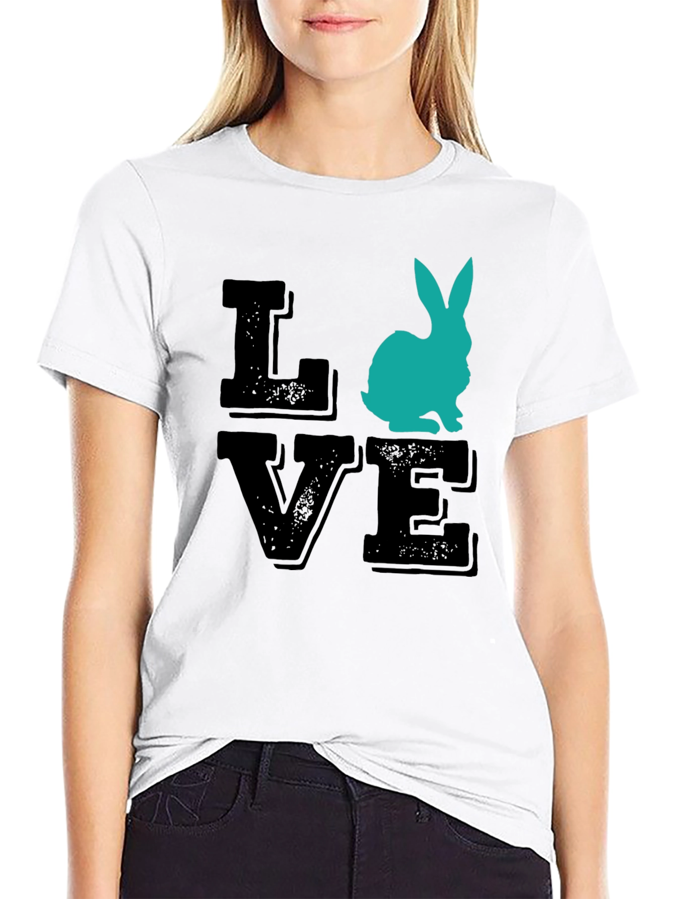 Camiseta Love Conejo Negra para Hombre