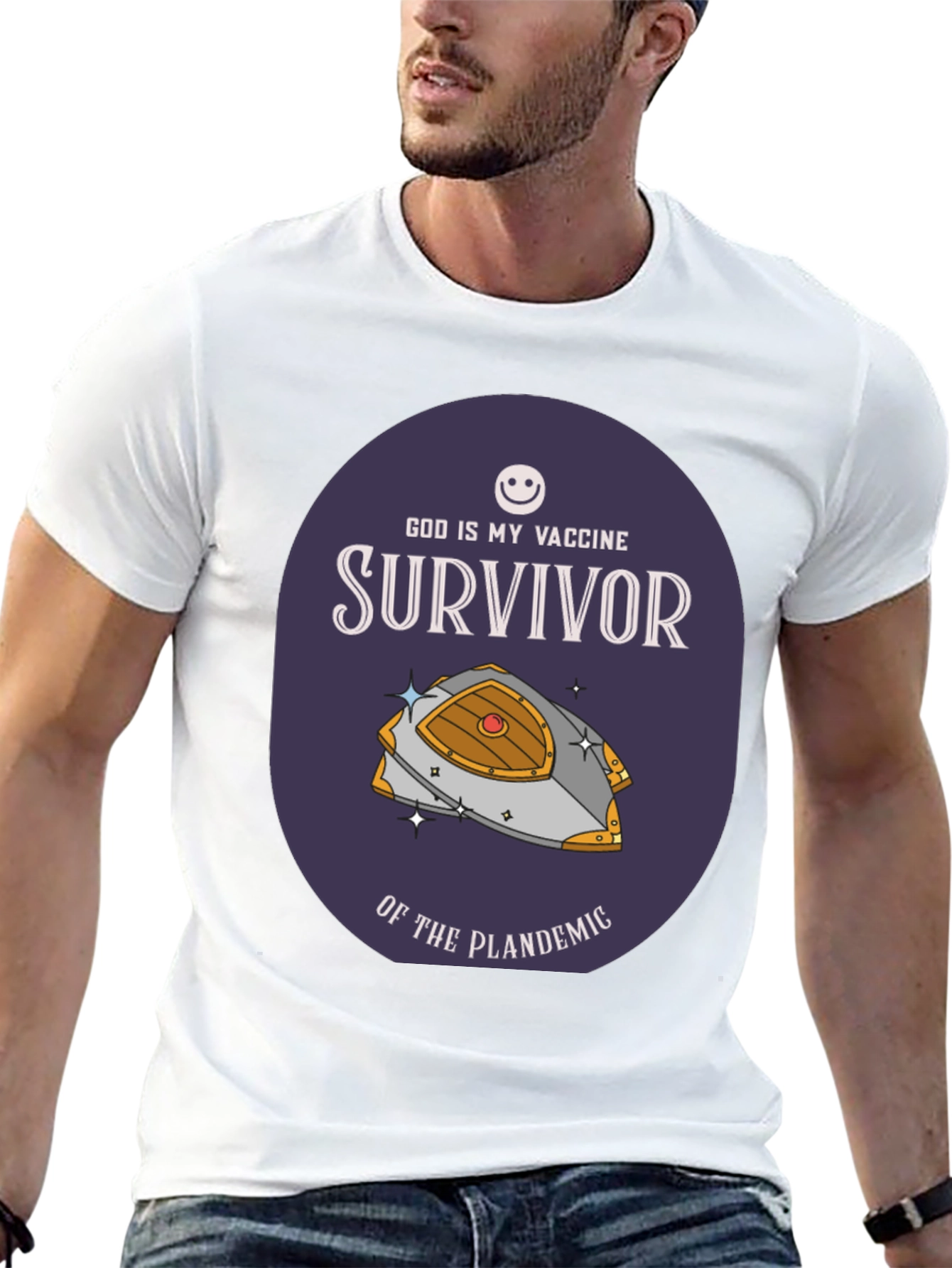 Camiseta: Dios es mi vacuna sobreviviente de la plandemia