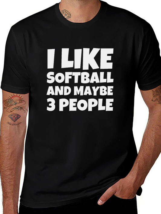 Camiseta Negra: Me Gusta el Sóftbol y Quizás 3 Personas