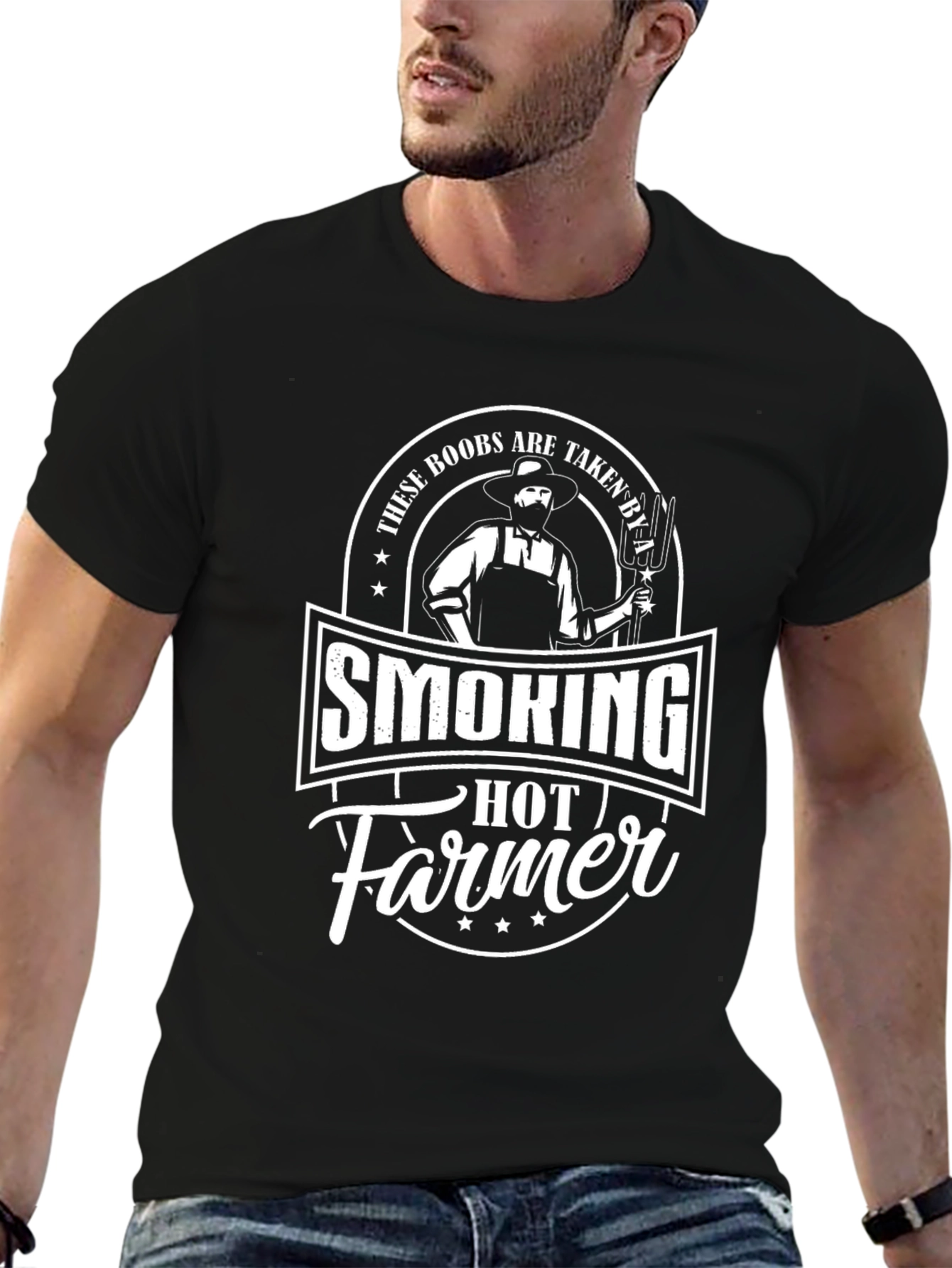 Camiseta Negra: Smoking Hot Farmer