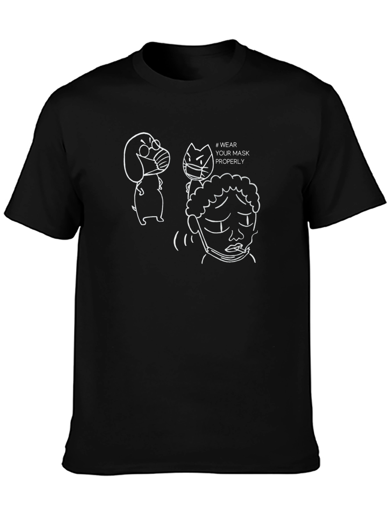 Camiseta Negra Unisex - Wear Your Mask Properly