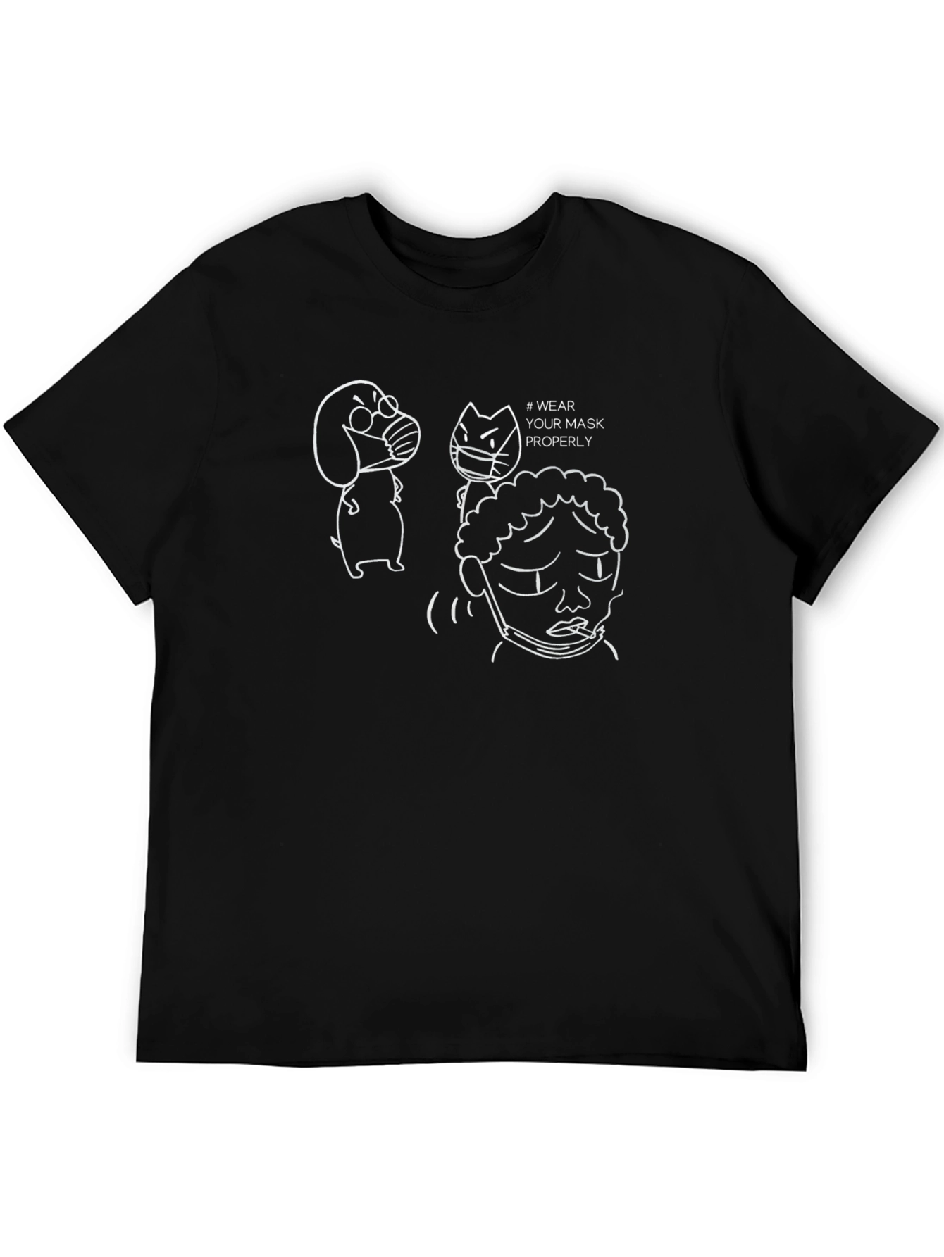 Camiseta Negra Unisex - Wear Your Mask Properly