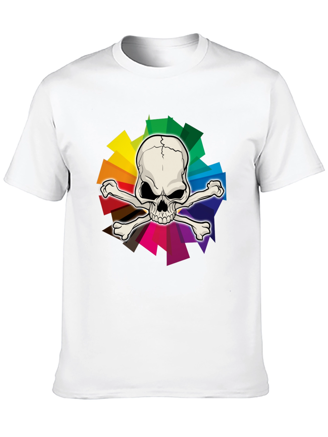 Camiseta Negra con Calavera y Arcoíris