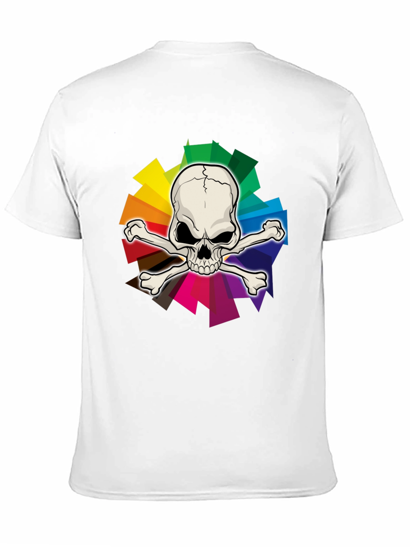 Camiseta Negra con Calavera y Arcoíris