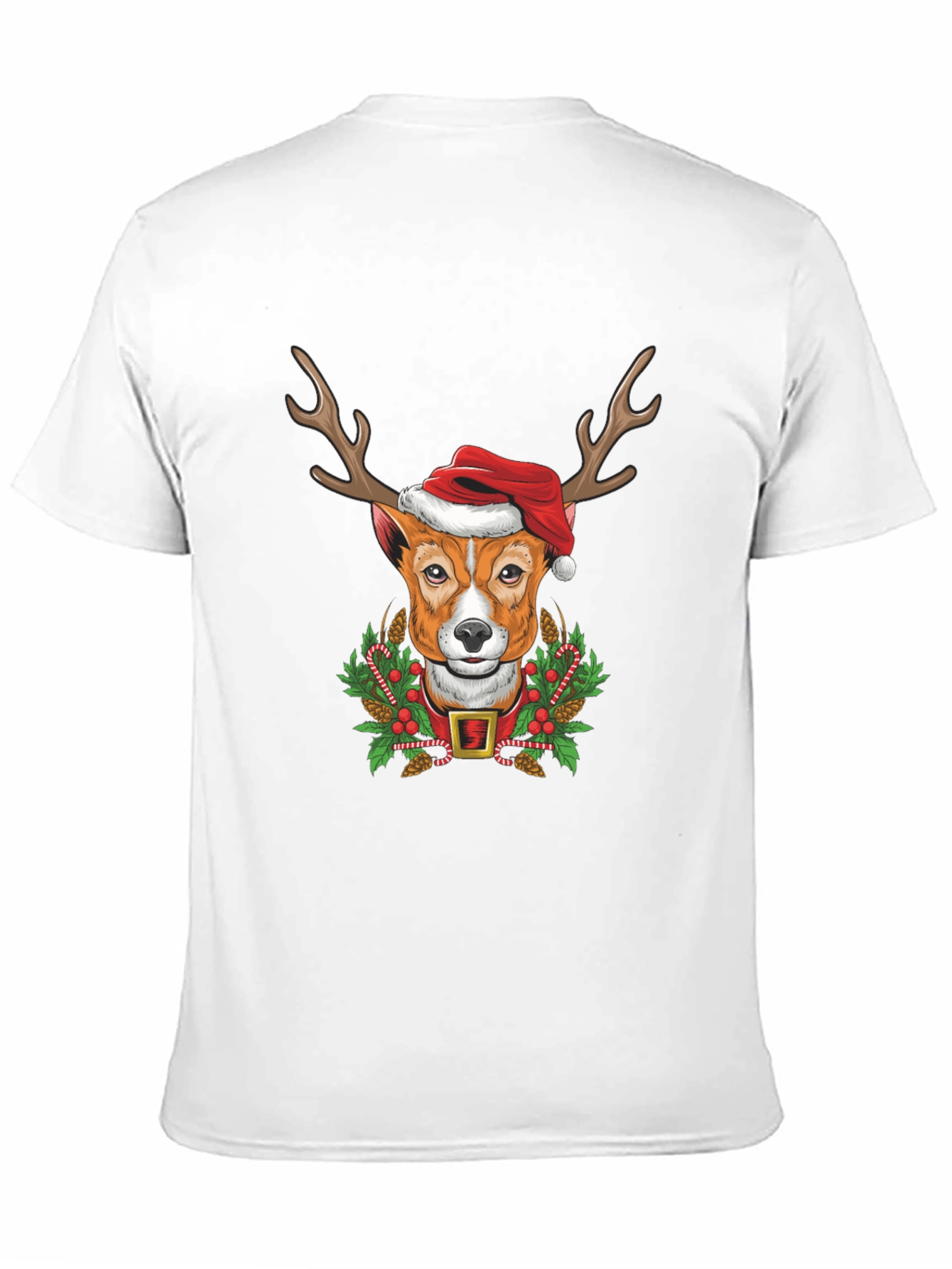 Camiseta Hombre Diseño Navideño Perro Reno