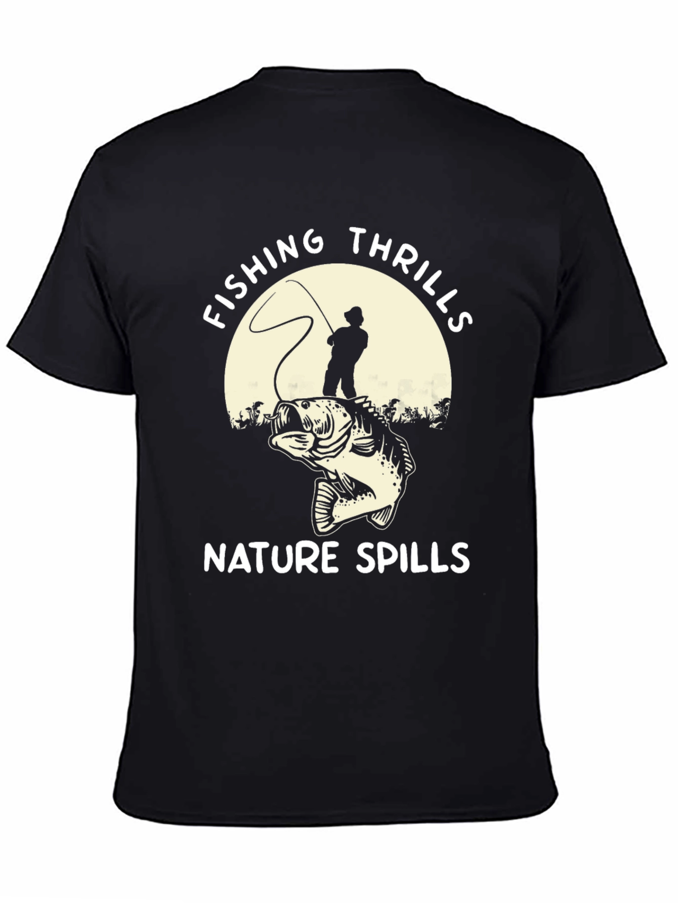 Camiseta Negra: Pesca Emocionante en la Naturaleza