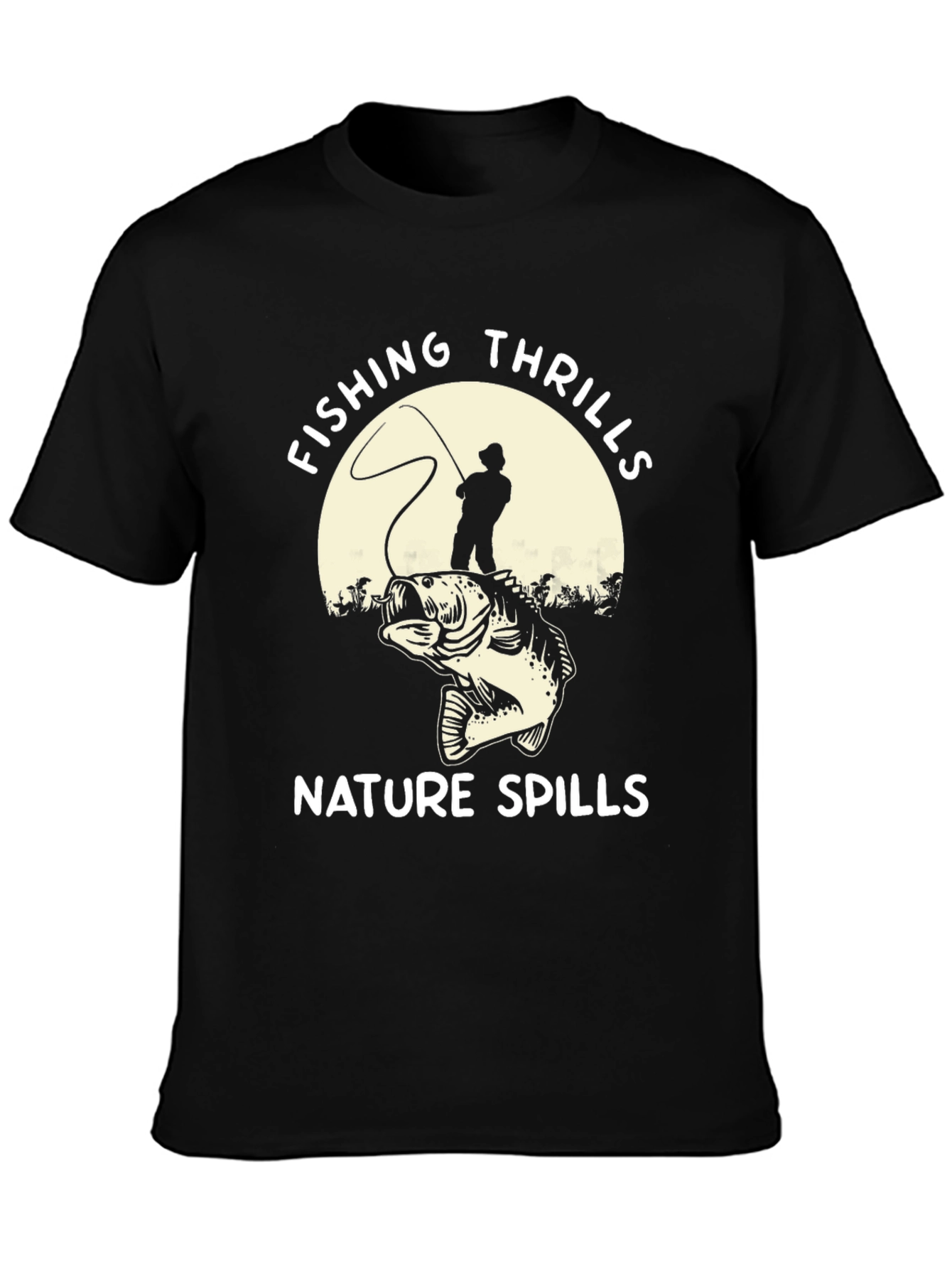 Camiseta Negra: Pesca Emocionante en la Naturaleza