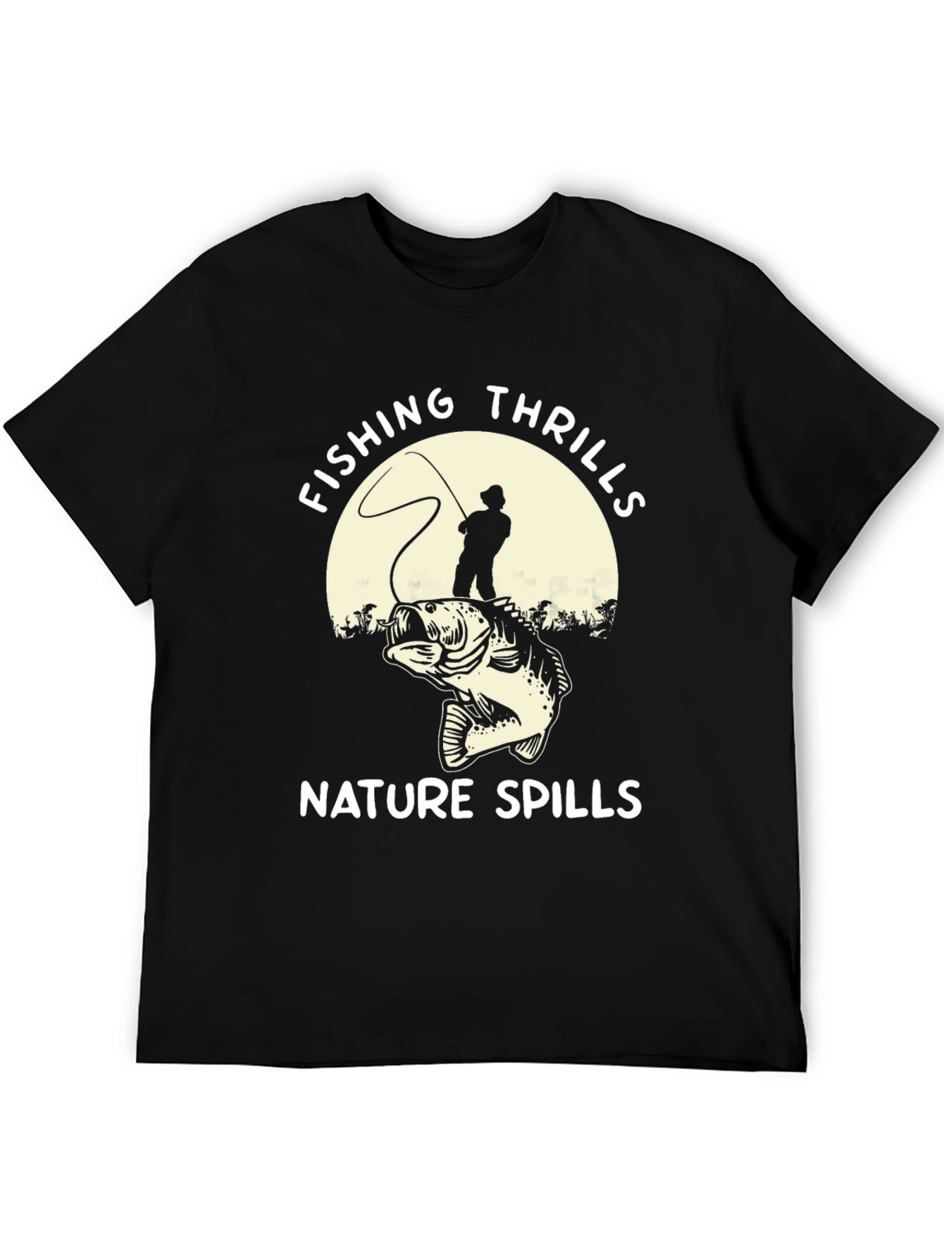 Camiseta Negra: Pesca Emocionante en la Naturaleza