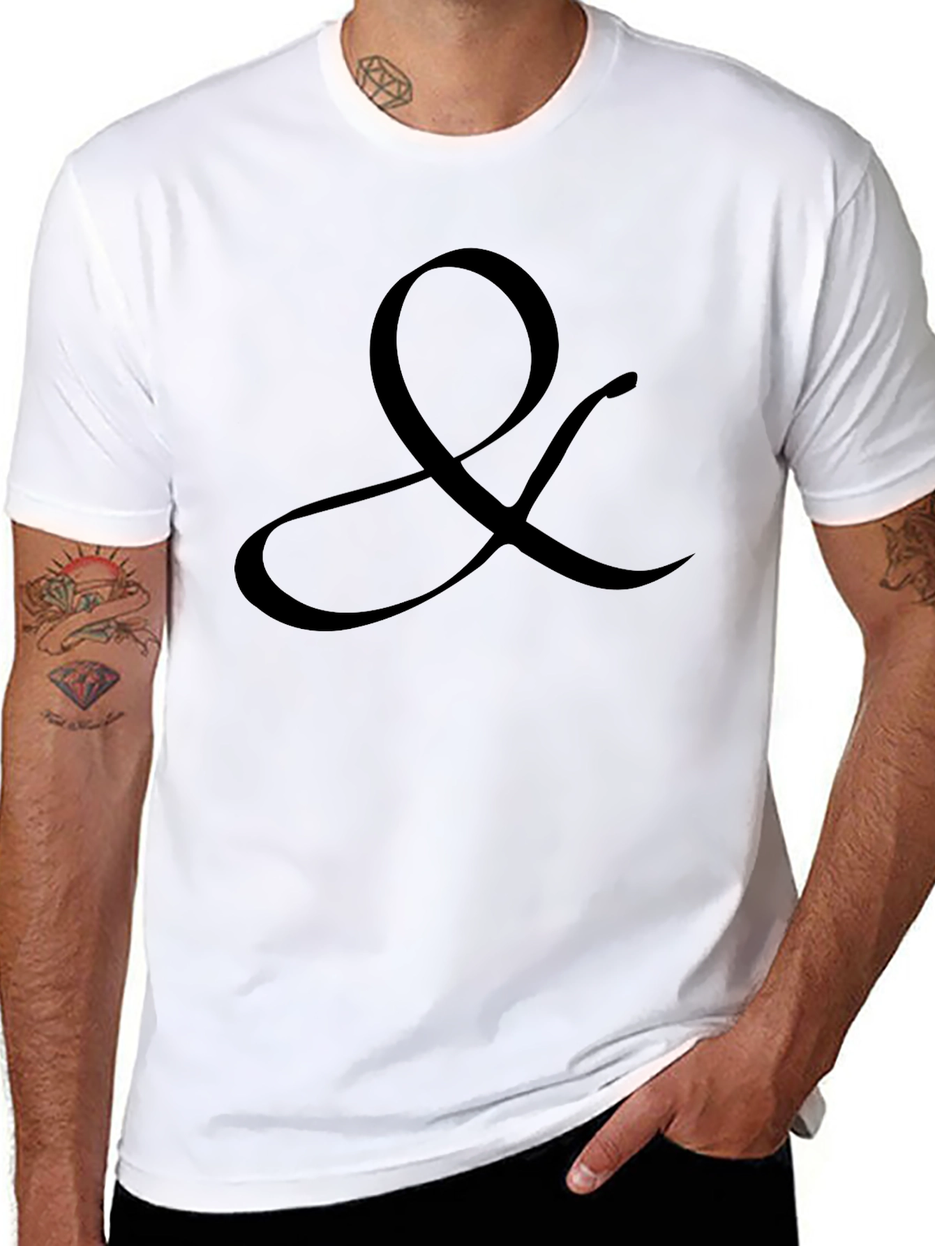 Camiseta Negra con Diseño Ampersand para Hombre