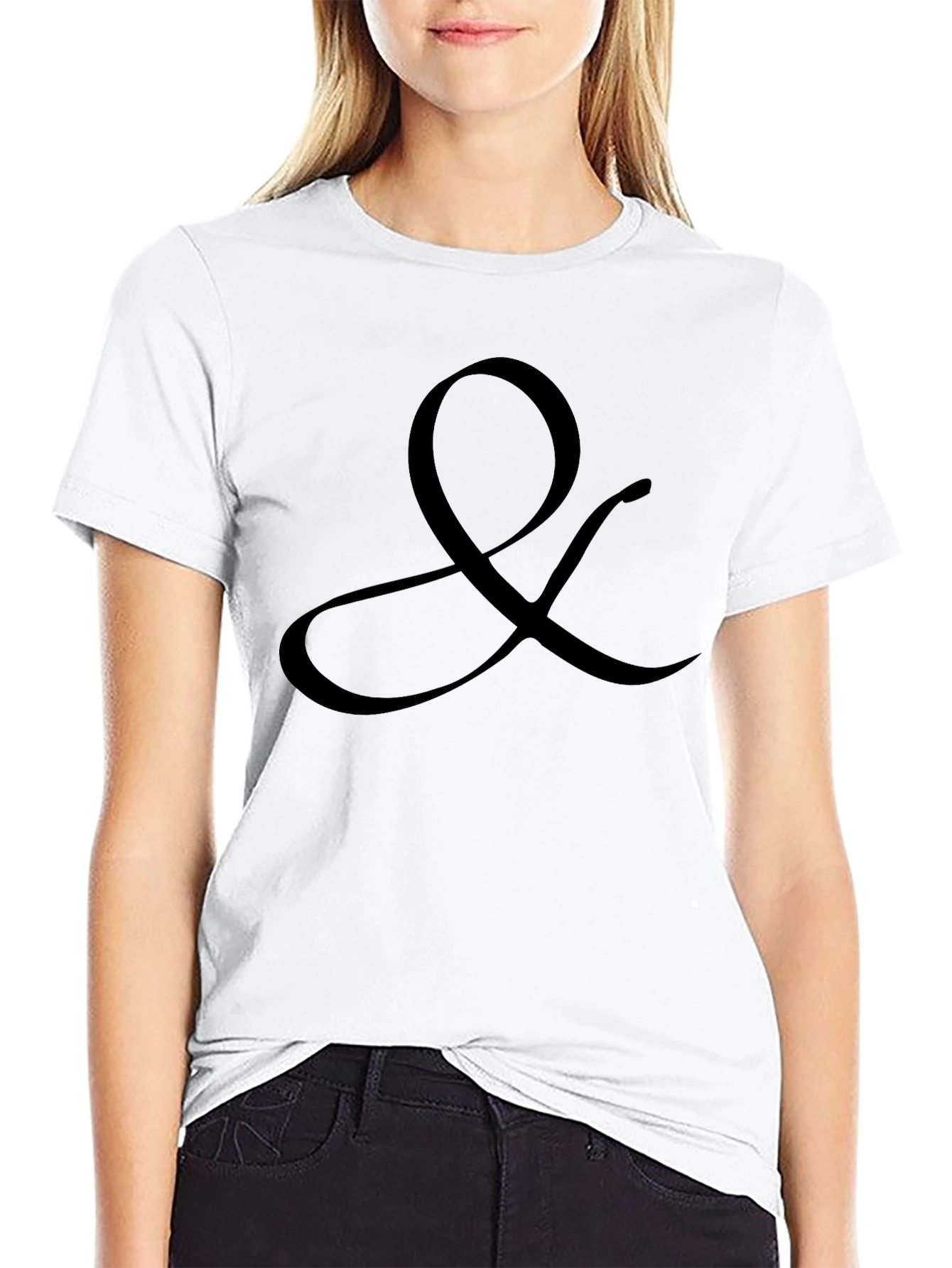 Camiseta Negra con Diseño Ampersand para Hombre