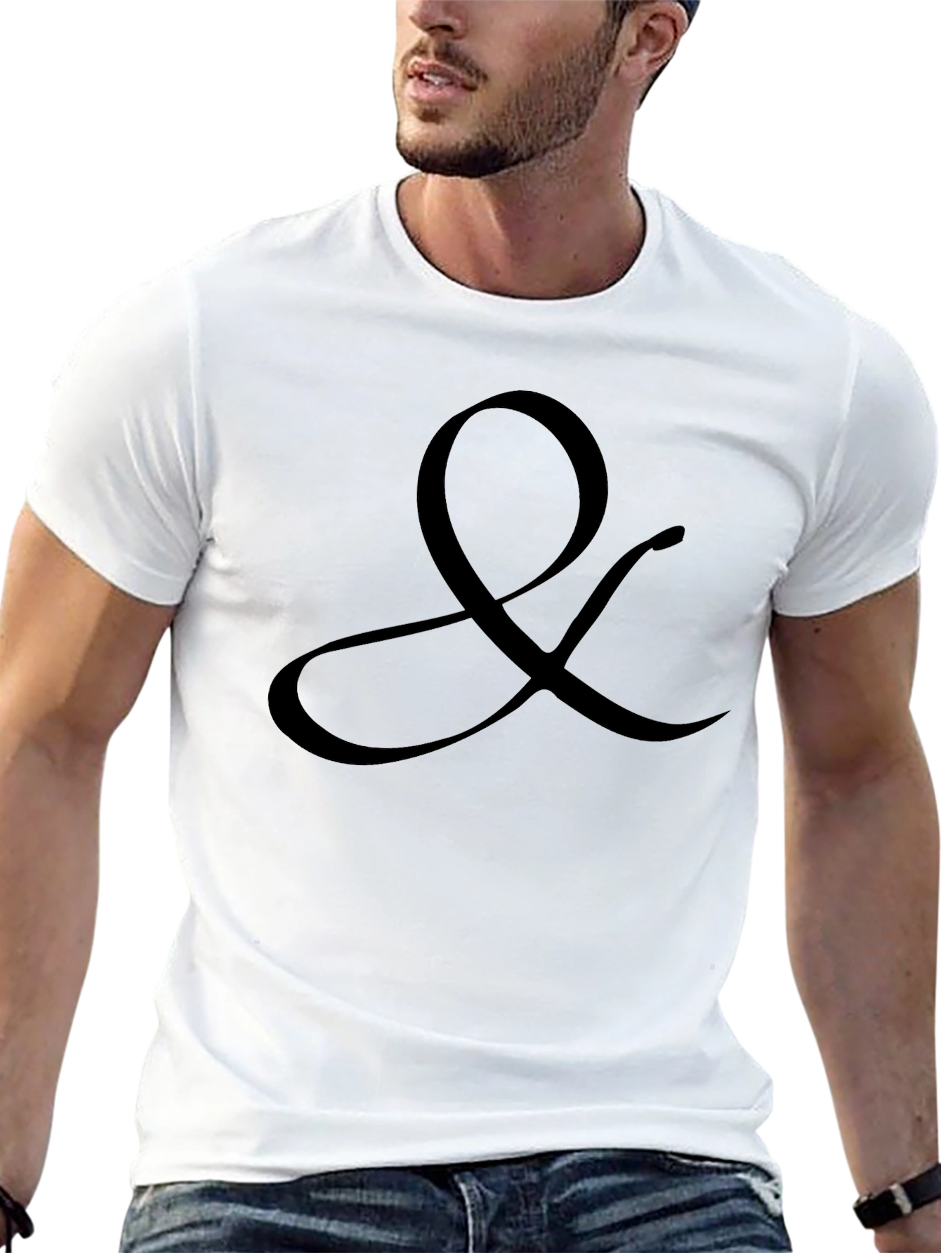 Camiseta Negra con Diseño Ampersand para Hombre