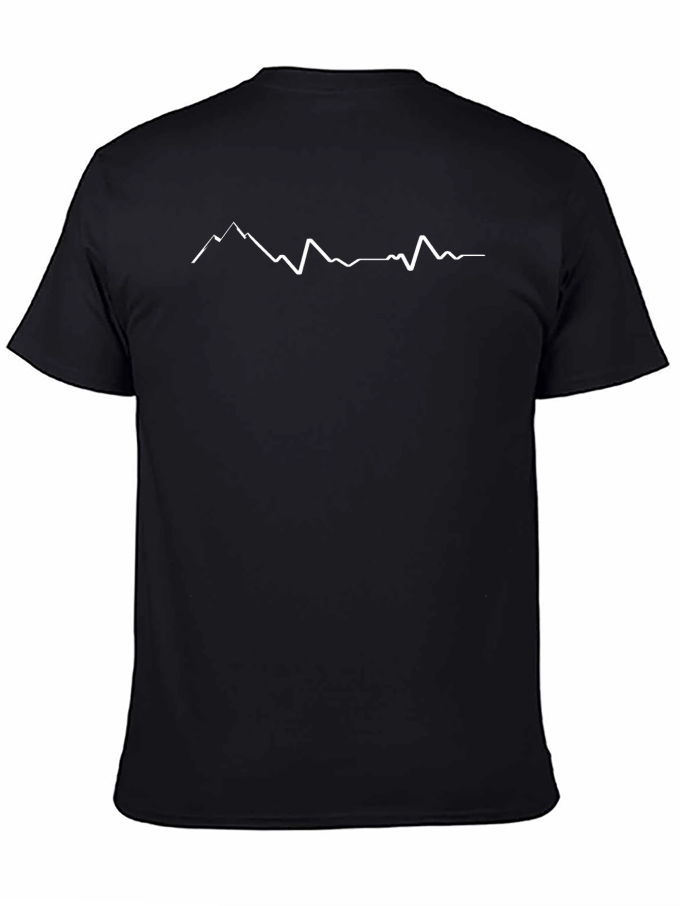 Mountain Peak Line Art Black T-Shirt