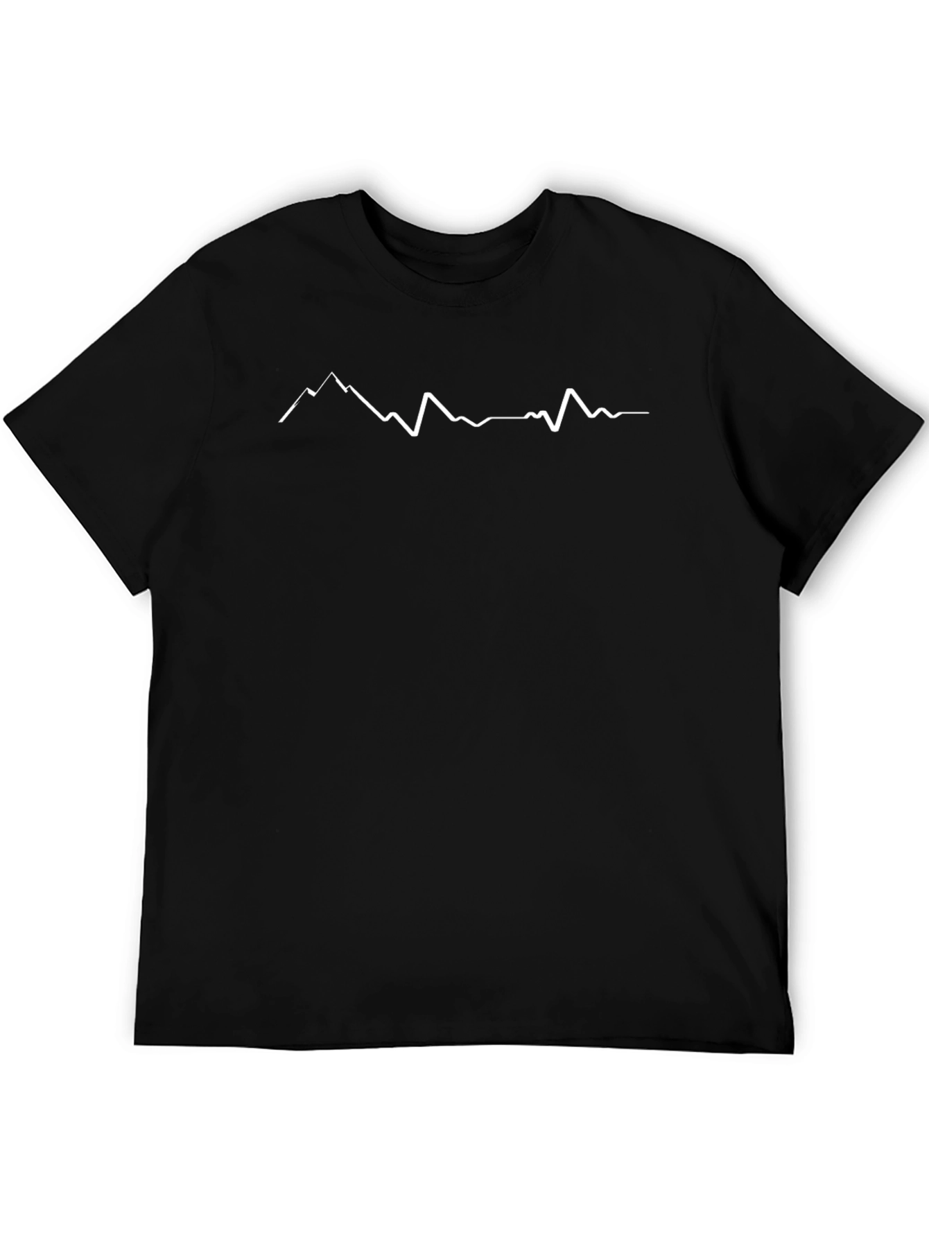Mountain Peak Line Art Black T-Shirt
