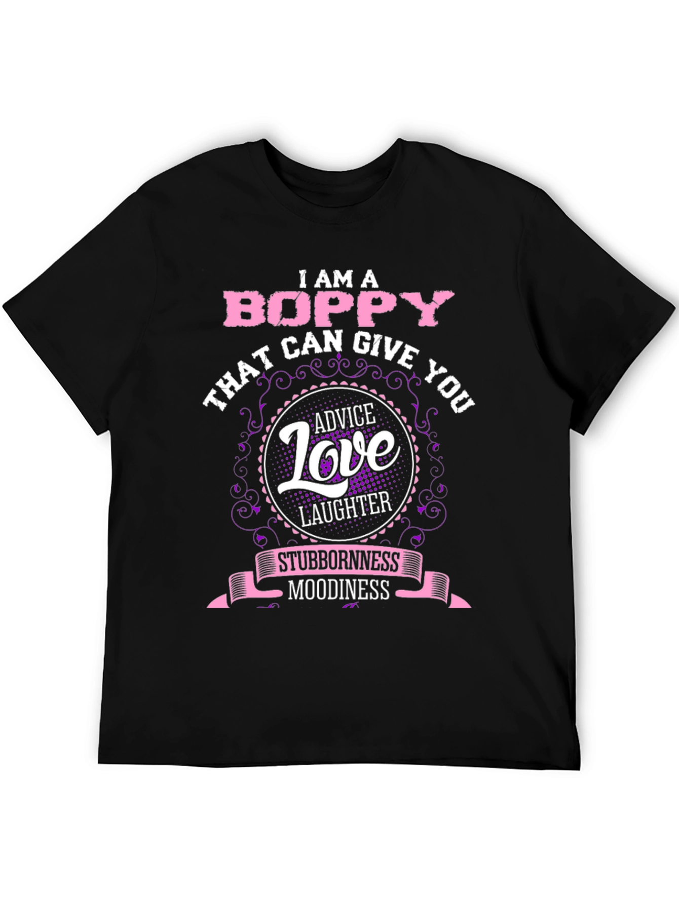 Camiseta Negra Boppy: Consejos Amor y Risas