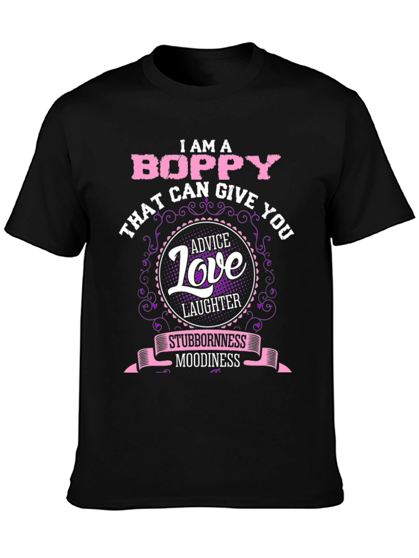 Camiseta Negra Boppy: Consejos Amor y Risas