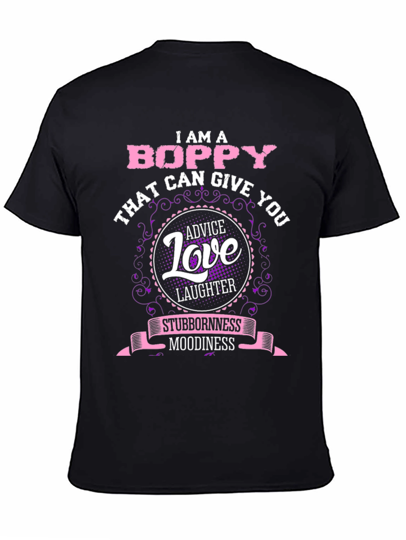 Camiseta Negra Boppy: Consejos Amor y Risas
