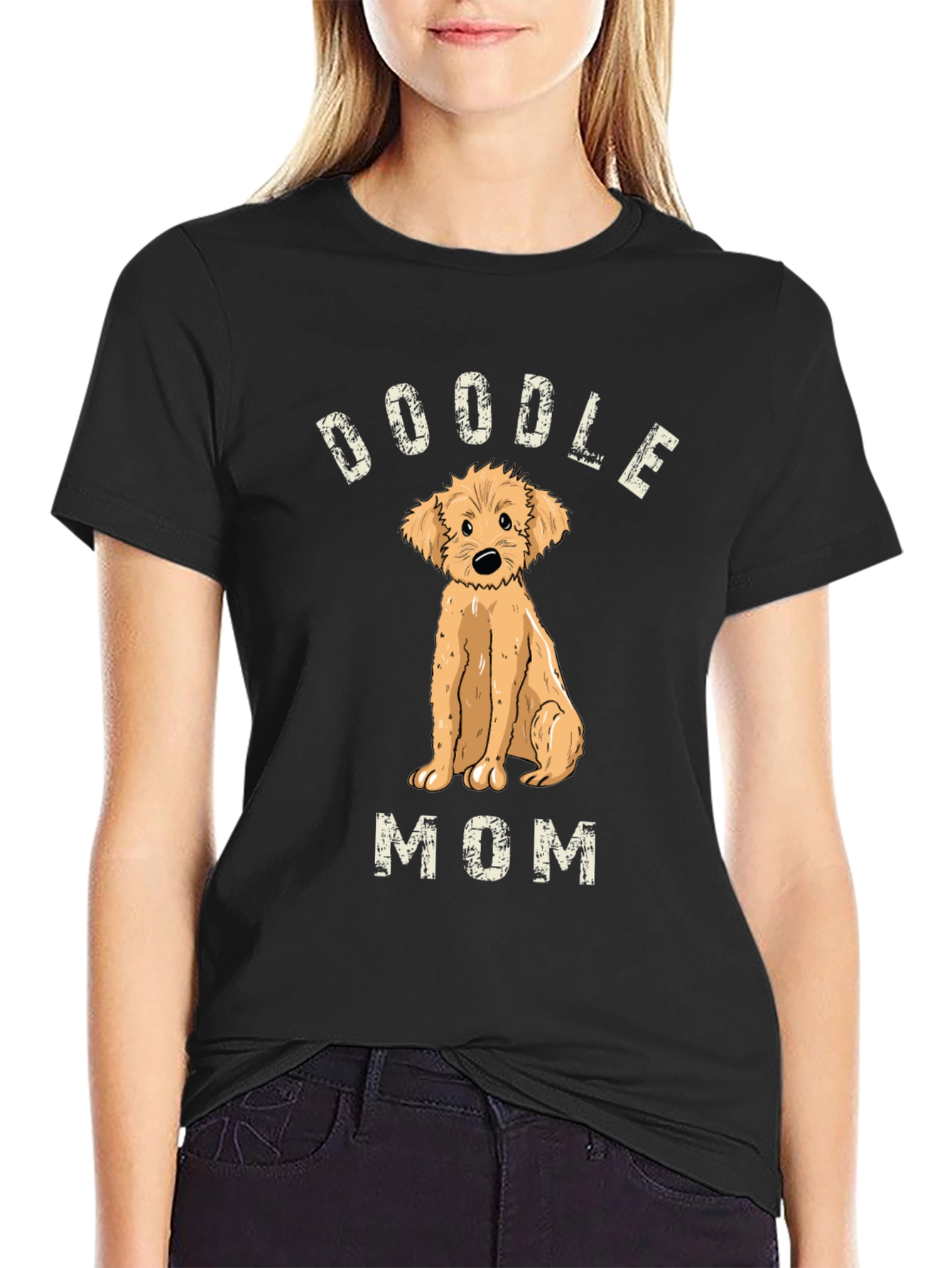 Camiseta Doodle Mom Negra Unisex