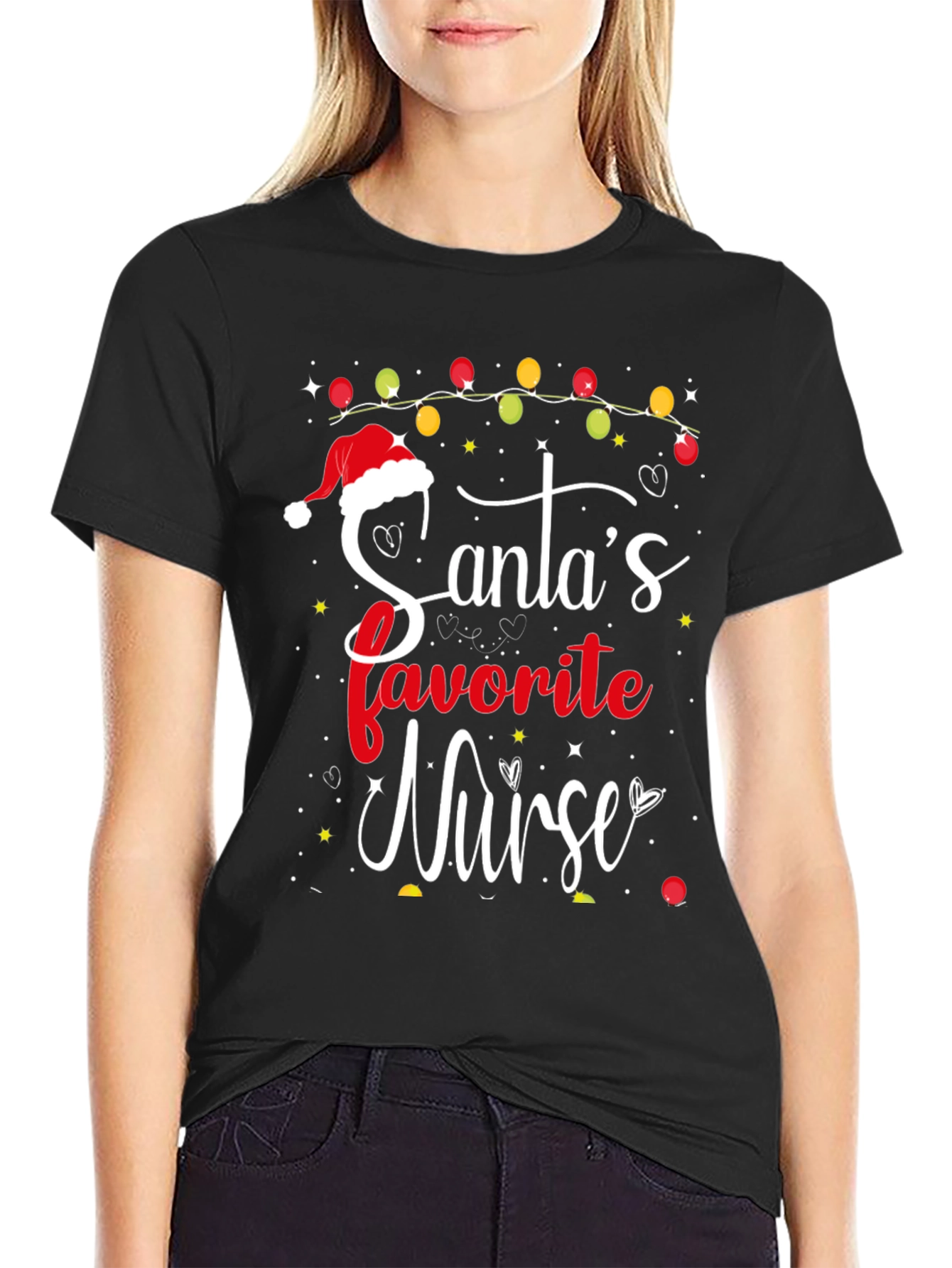 Camiseta Navideña Enfermera Favorita de Santa
