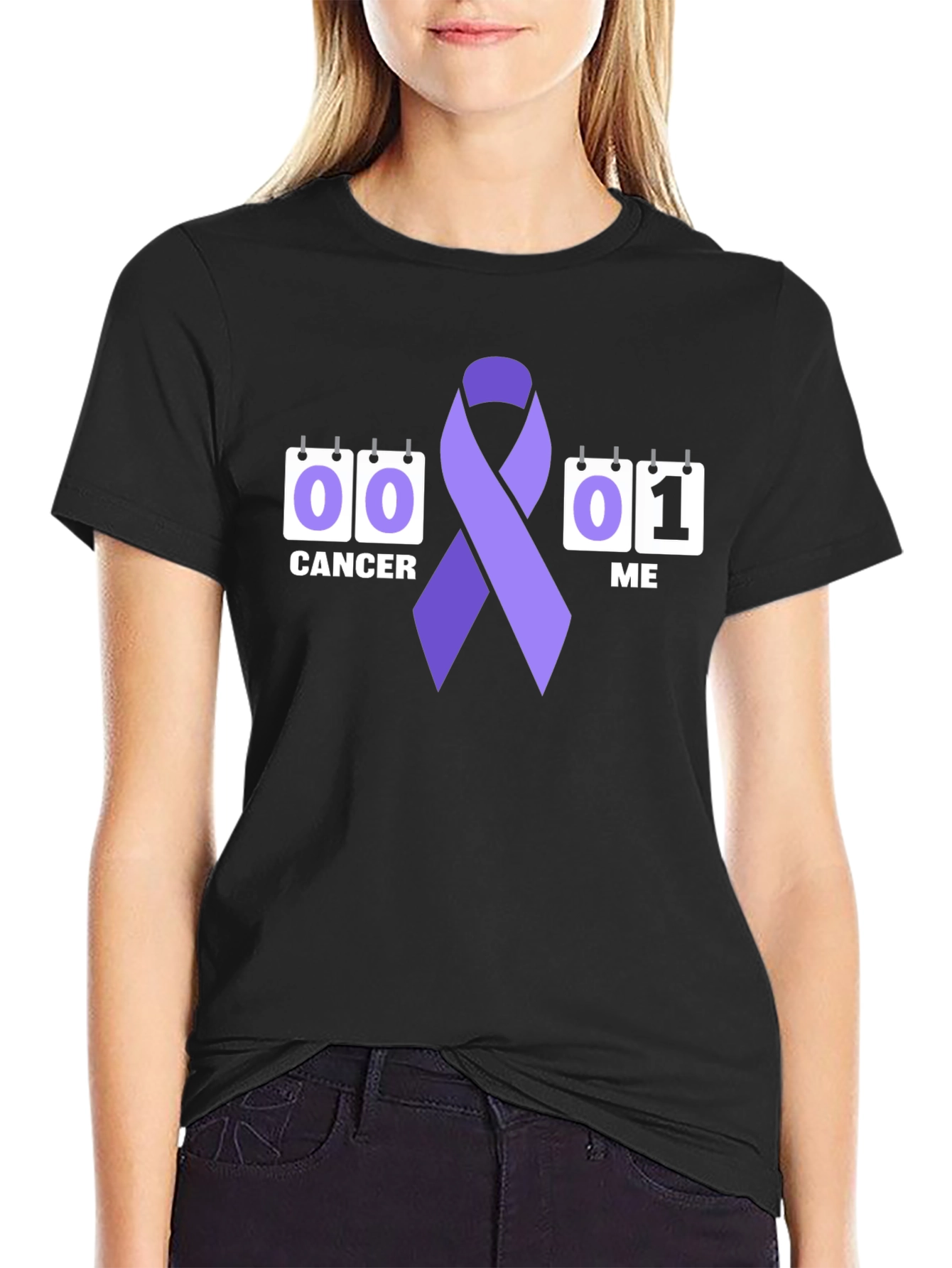 Camiseta Negra Lucha Contra el Cáncer: Esperanza y Apoyo