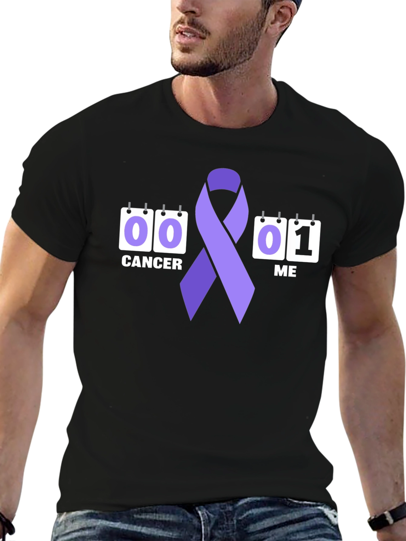 Camiseta Negra Lucha Contra el Cáncer: Esperanza y Apoyo