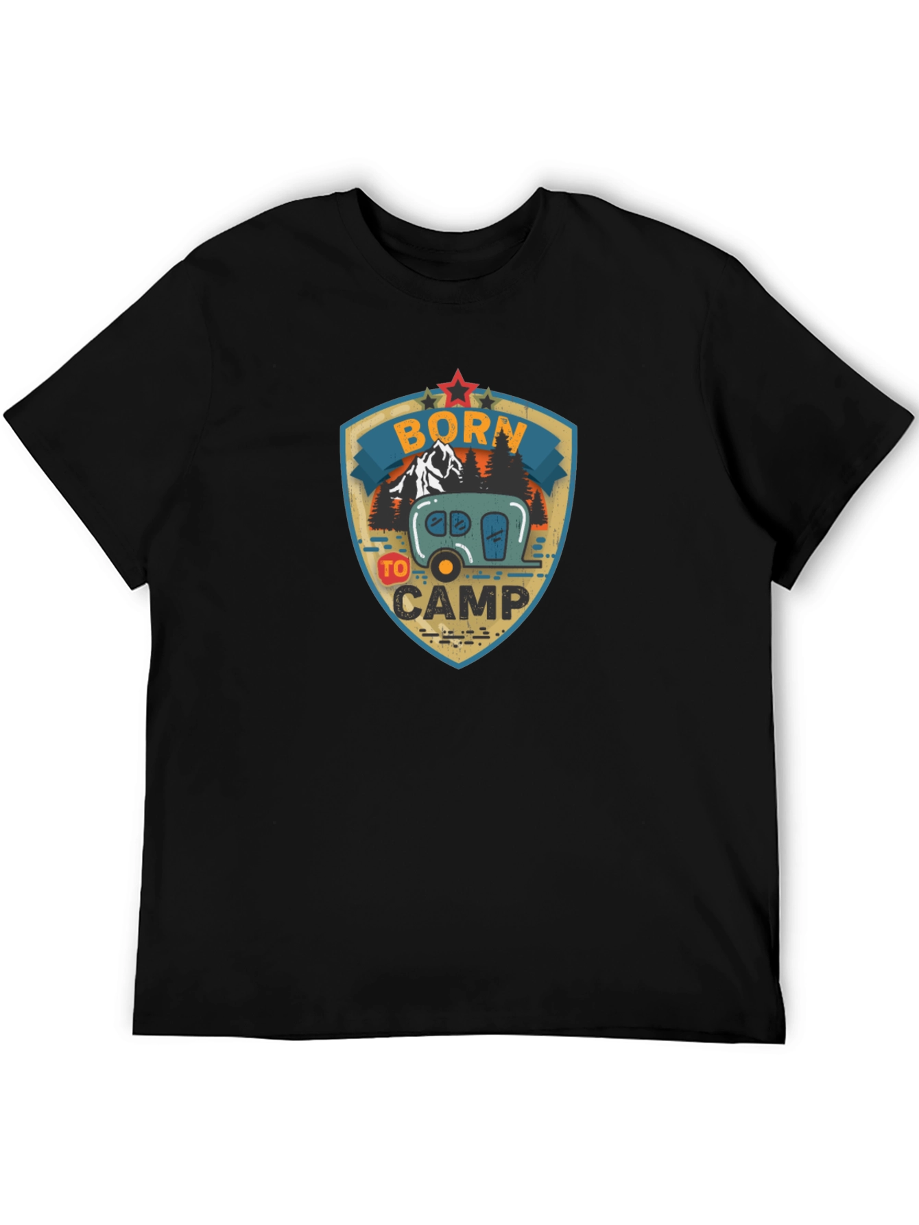 Camiseta Negra Born to Camp para Aventureros