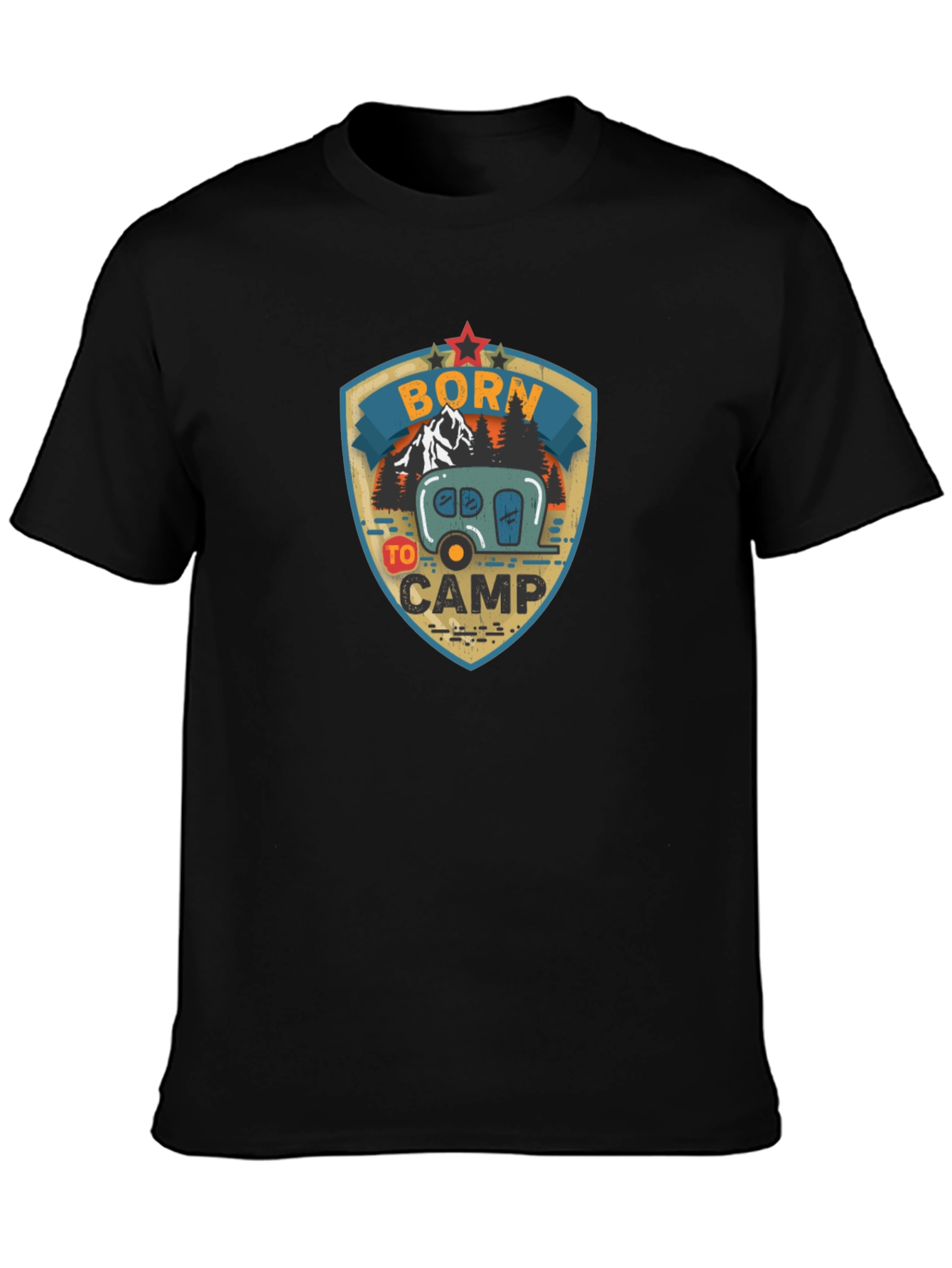 Camiseta Negra Born to Camp para Aventureros
