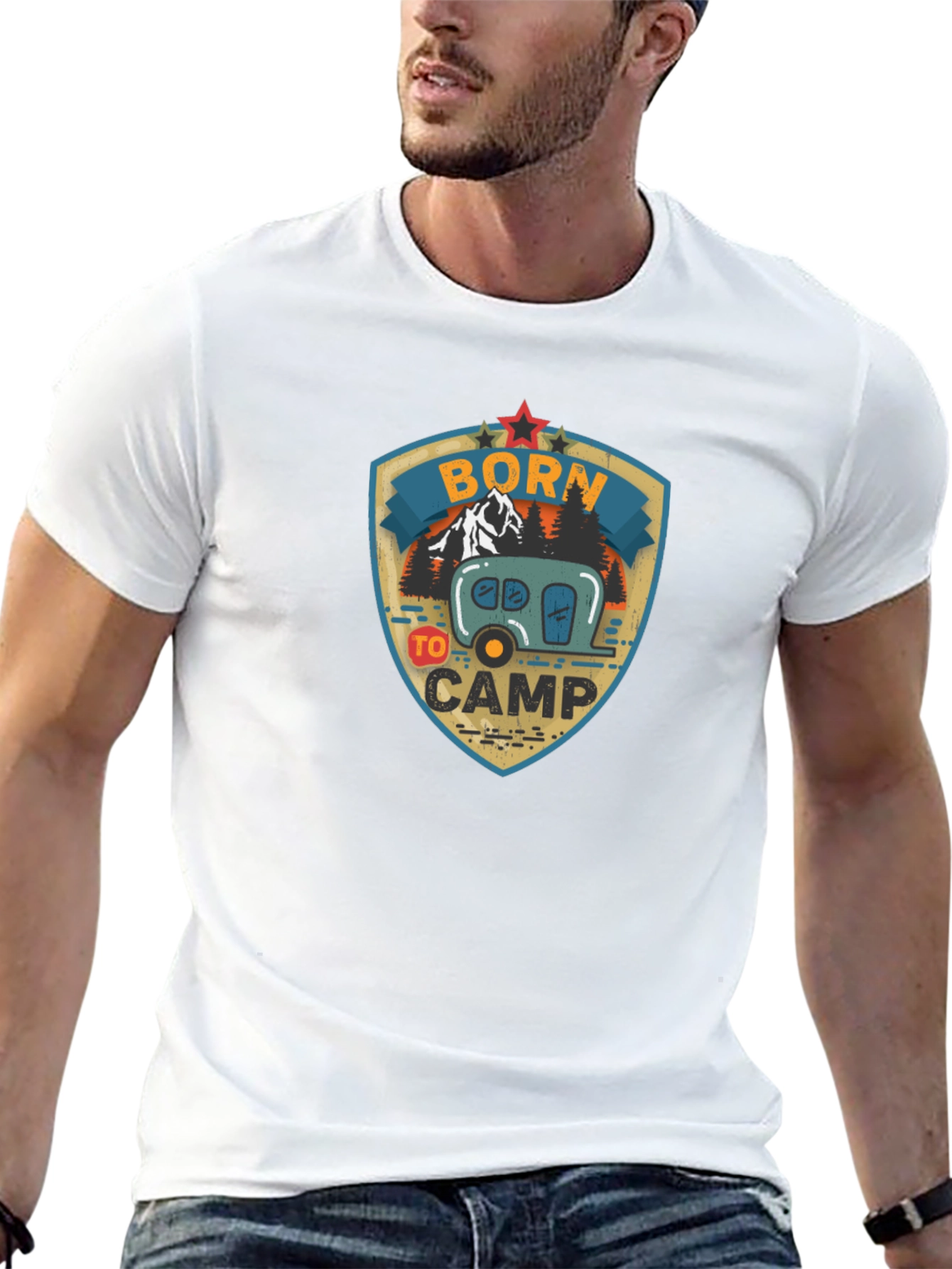 Camiseta Negra Born to Camp para Aventureros