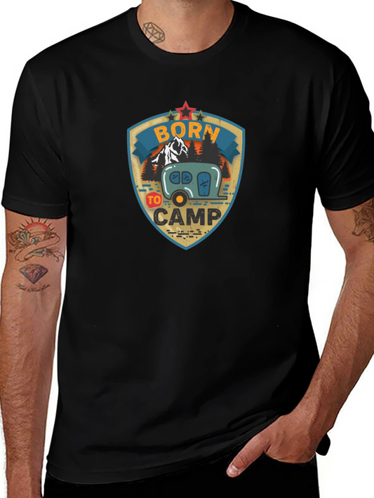 Camiseta Negra Born to Camp para Aventureros