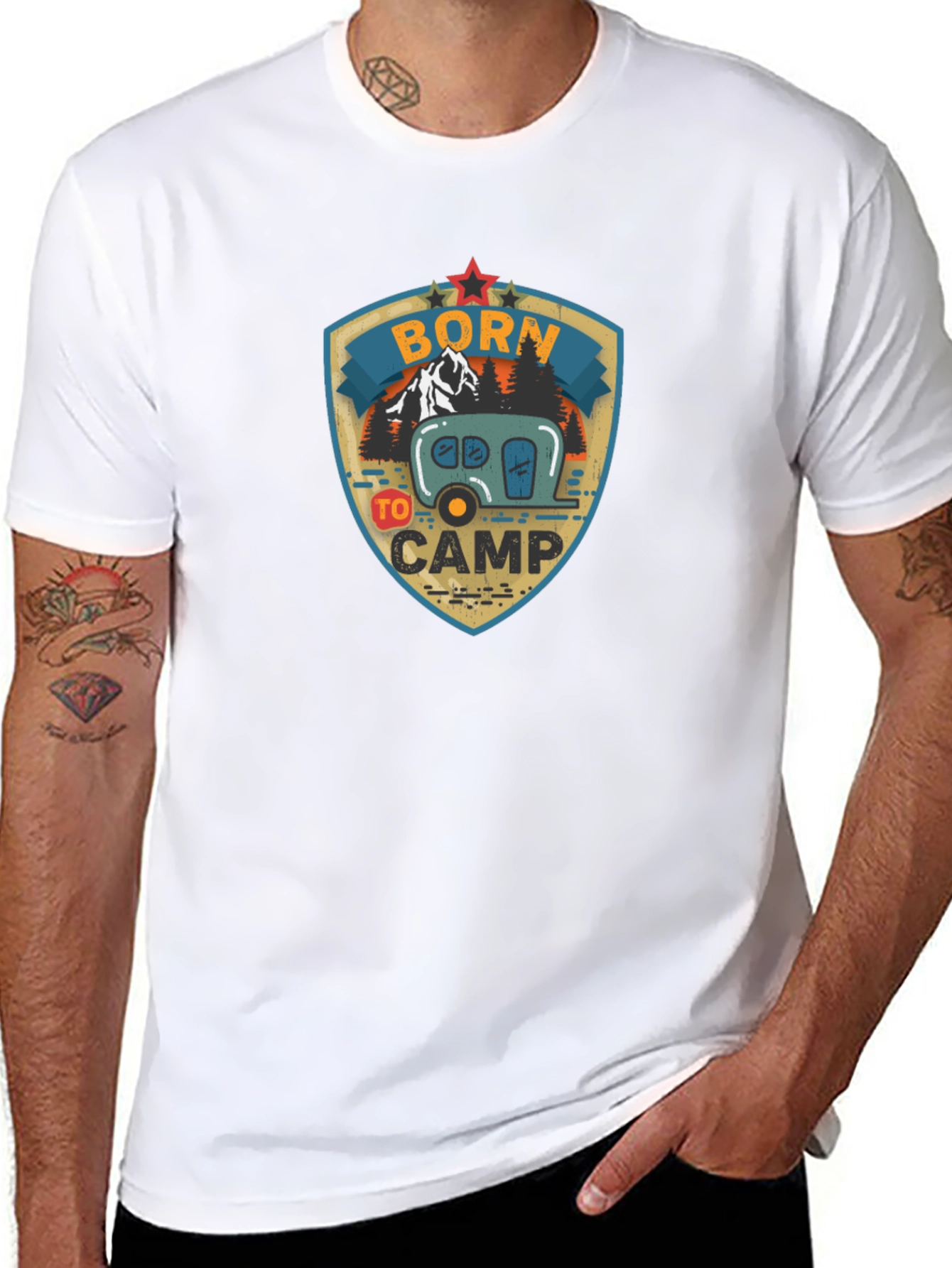 Camiseta Negra Born to Camp para Aventureros