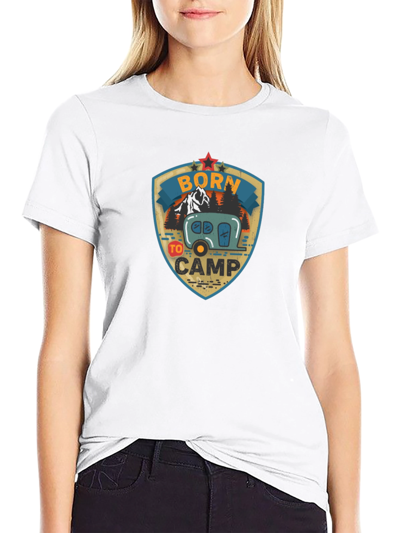 Camiseta Negra Born to Camp para Aventureros