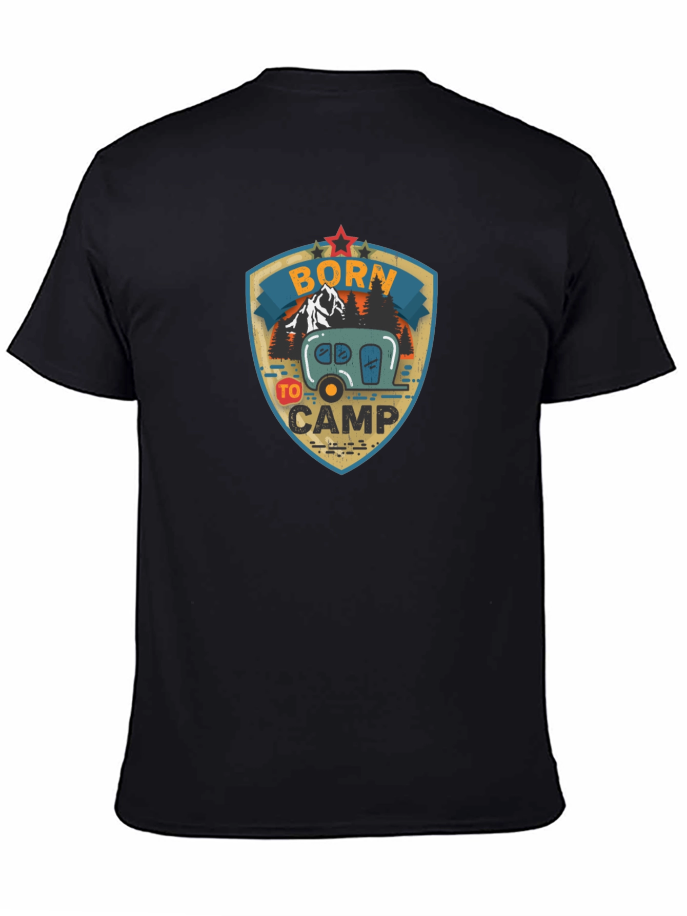 Camiseta Negra Born to Camp para Aventureros