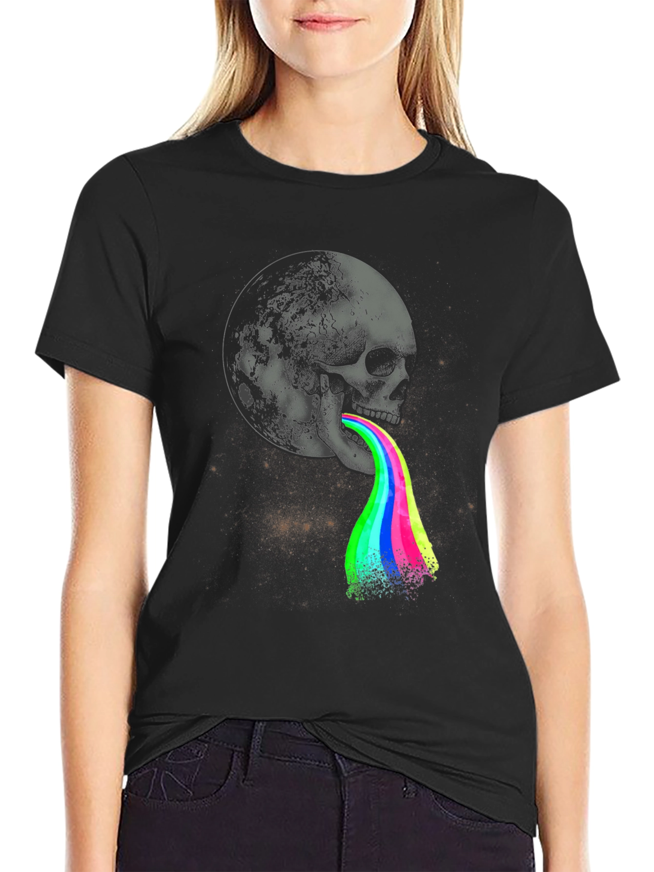 Camiseta Hombre Calavera Luna Psicodélica