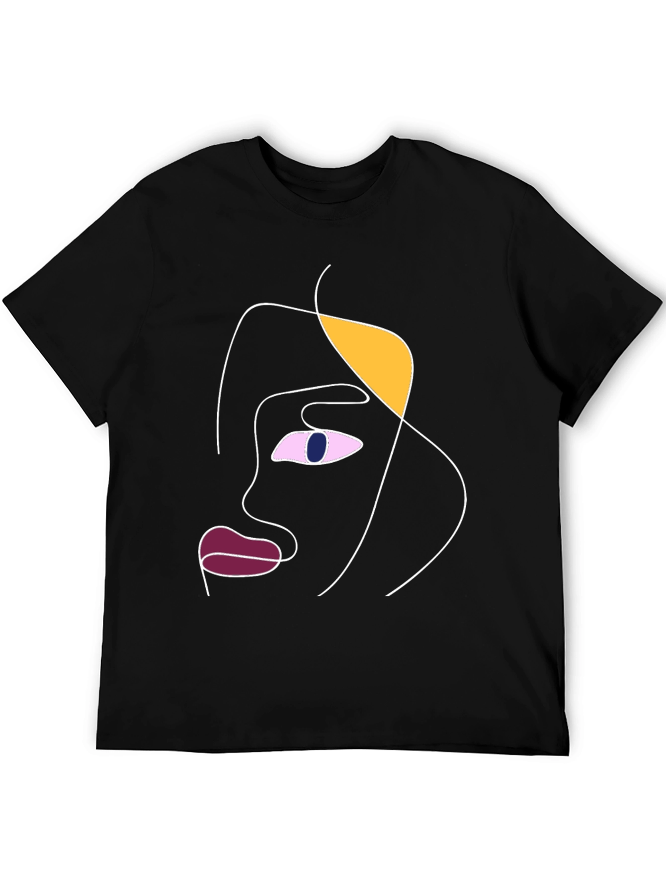 Camiseta Negra con Diseño Abstracto de Rostro