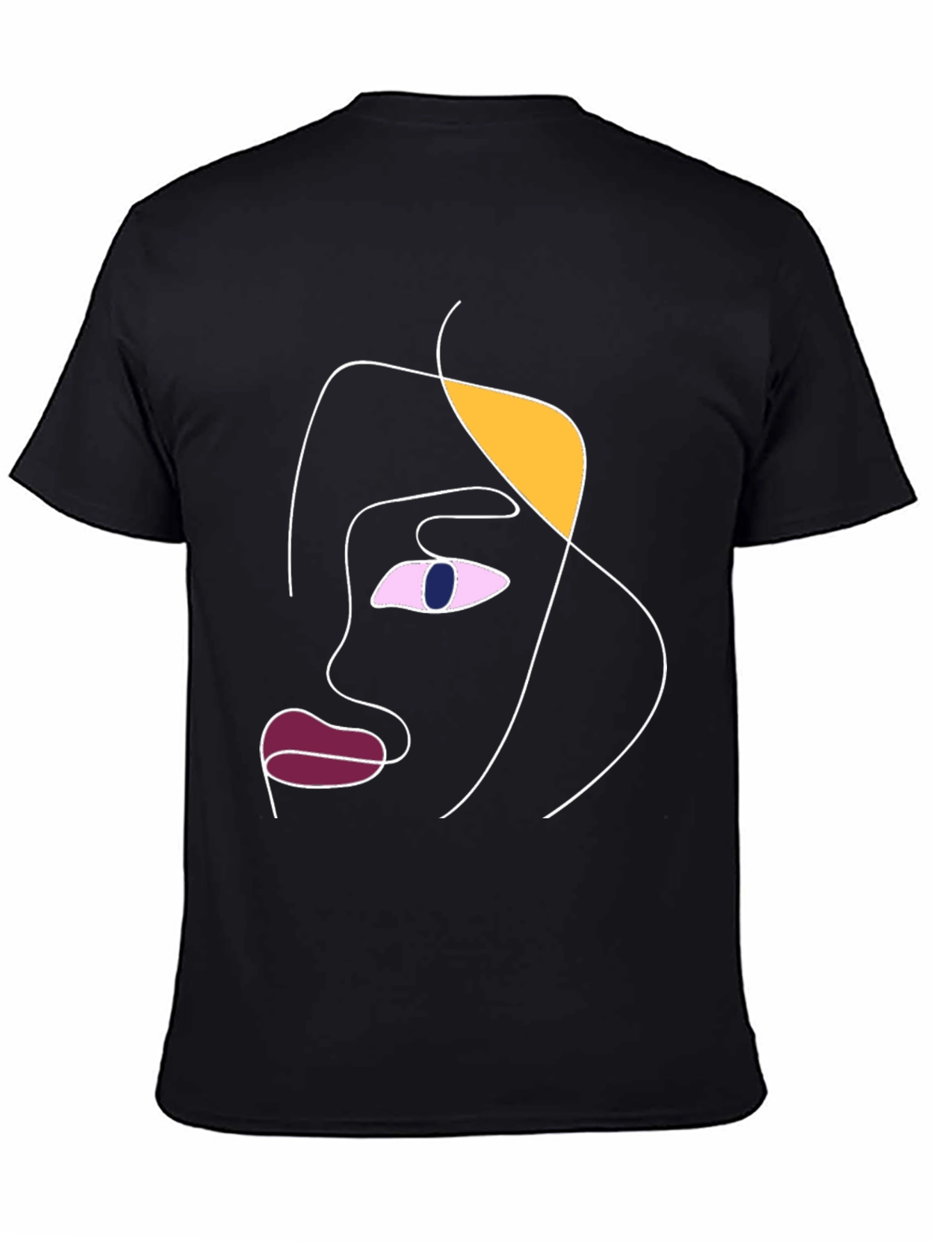 Camiseta Negra con Diseño Abstracto de Rostro