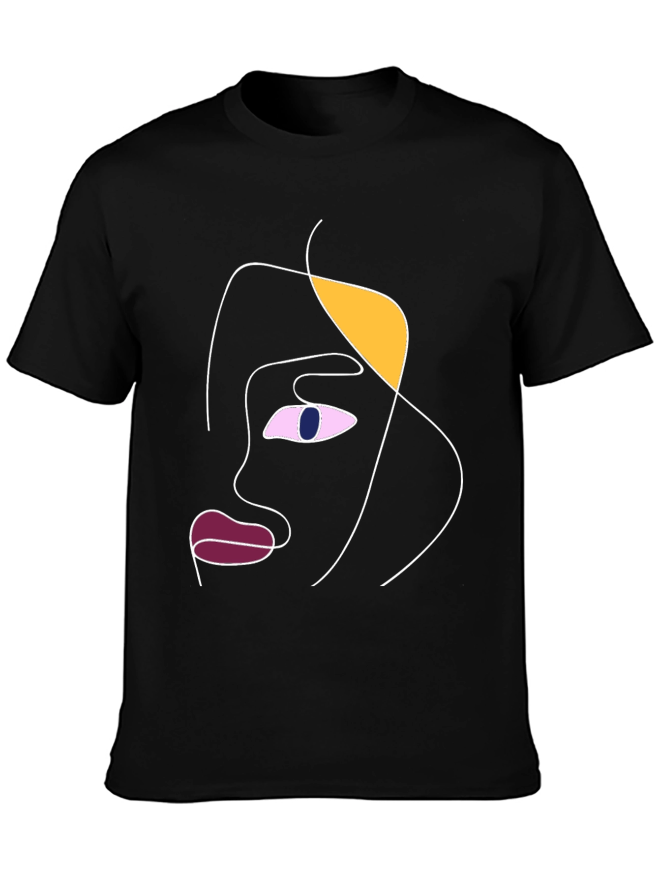 Camiseta Negra con Diseño Abstracto de Rostro
