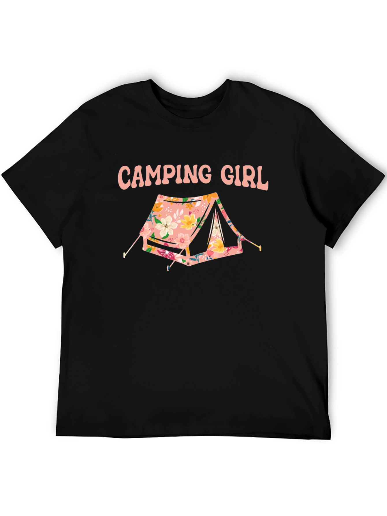Camiseta Negra Camping Girl Floral