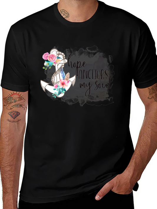Camiseta Negra con Ancla Floral - Esperanza y Estilo