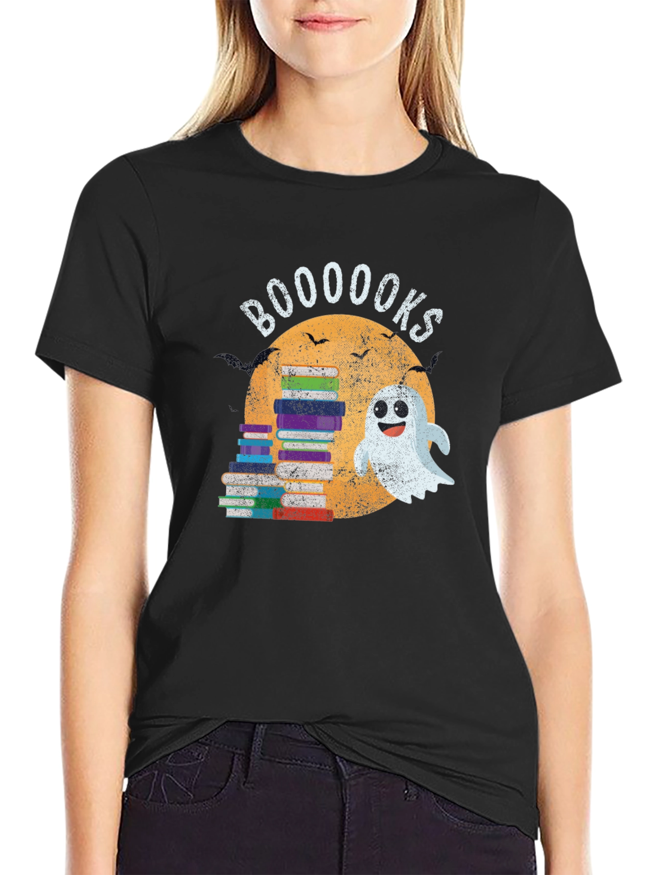 Camiseta Negra Booooks Halloween
