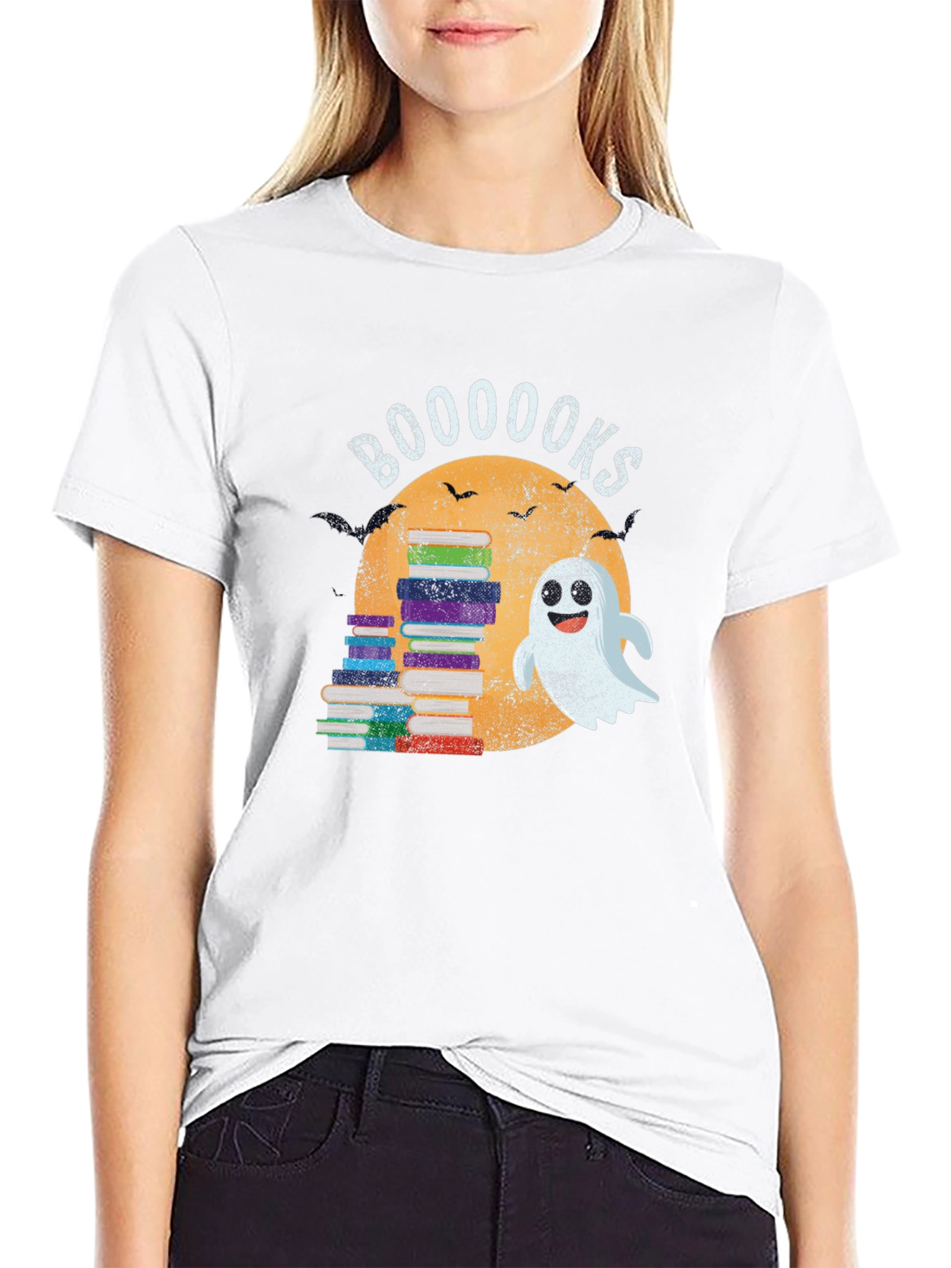 Camiseta Negra Booooks Halloween