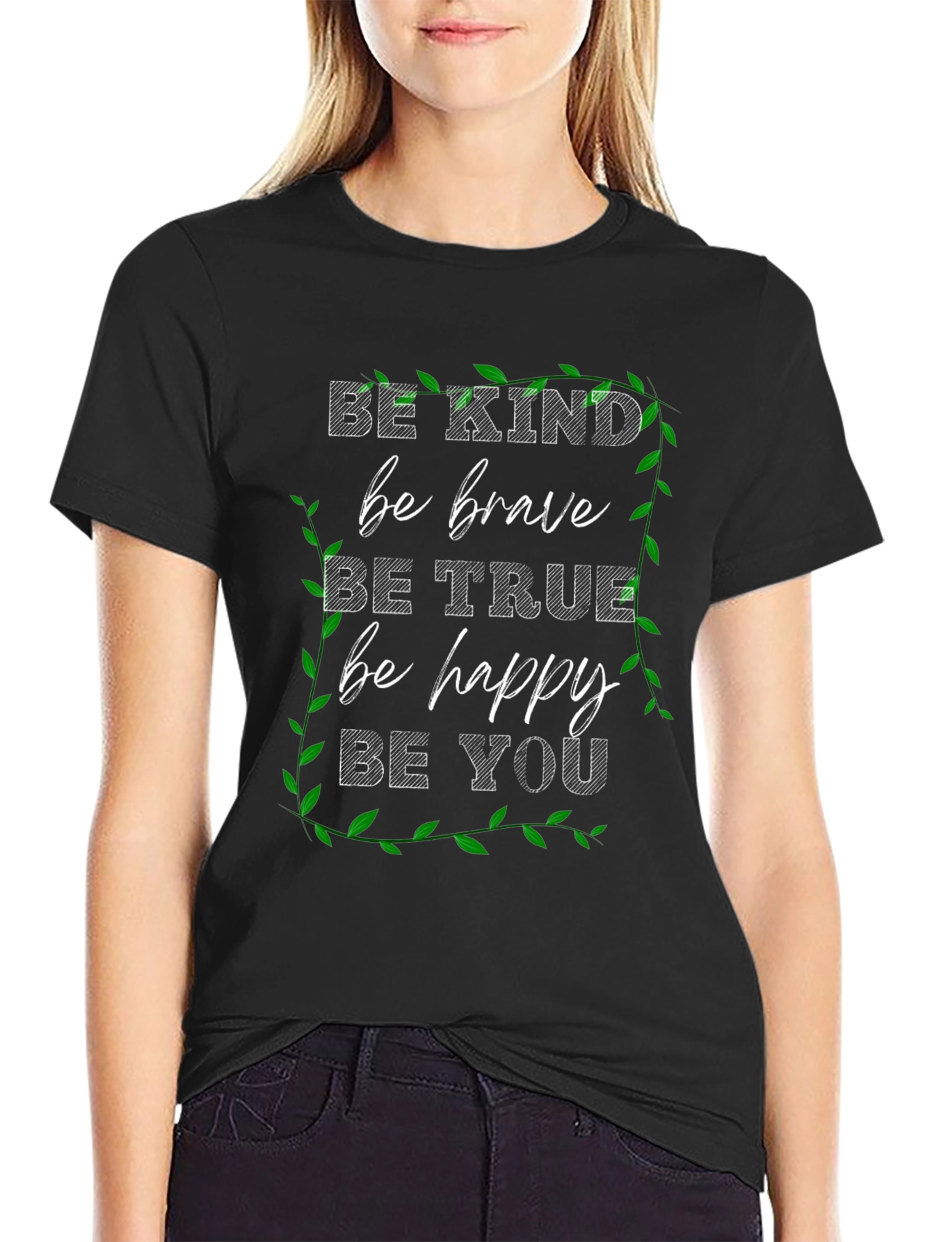Camiseta Negra Motivacional Be Kind para Hombre