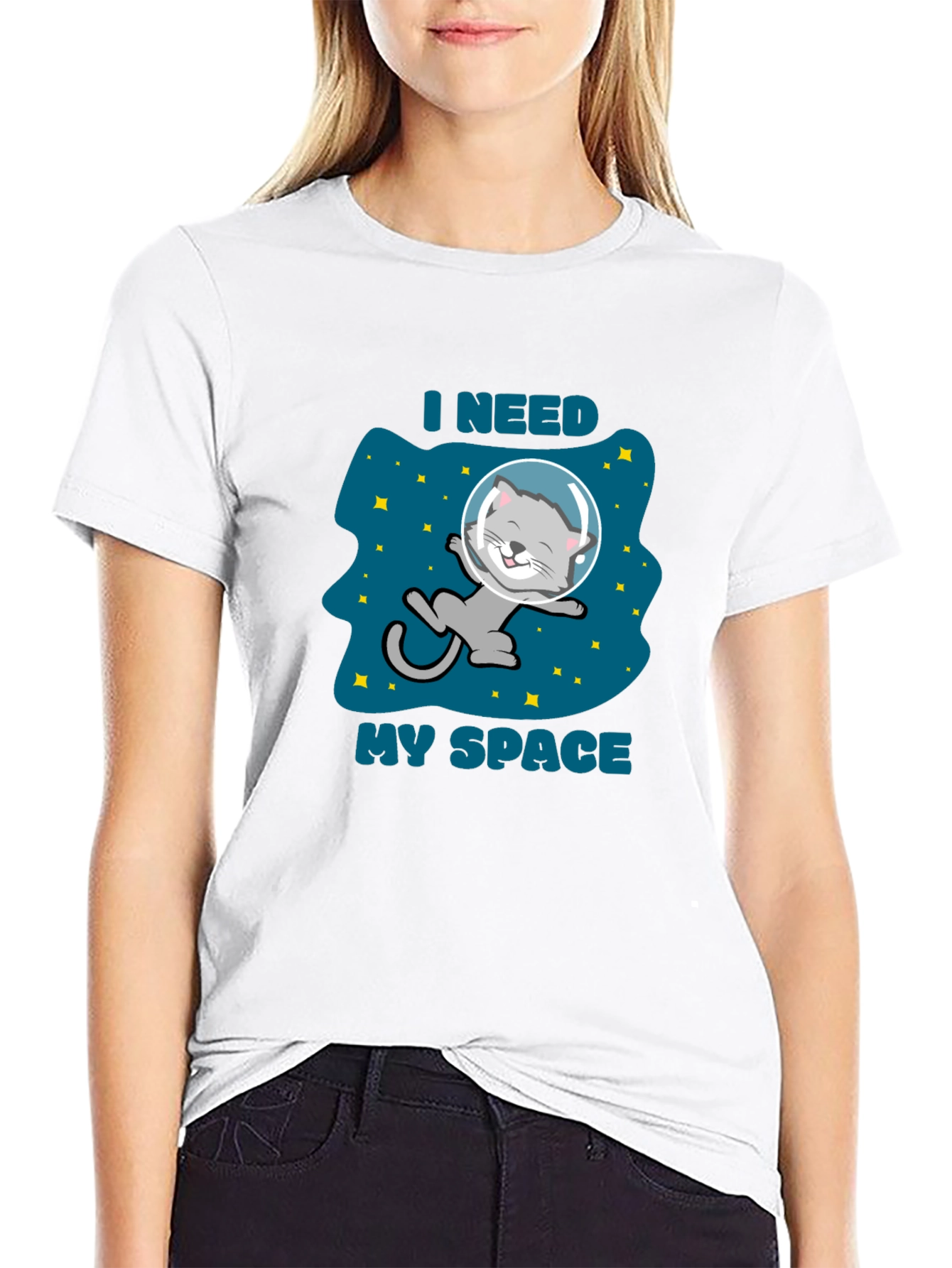 Camiseta Necesito Mi Espacio Gato Astronauta