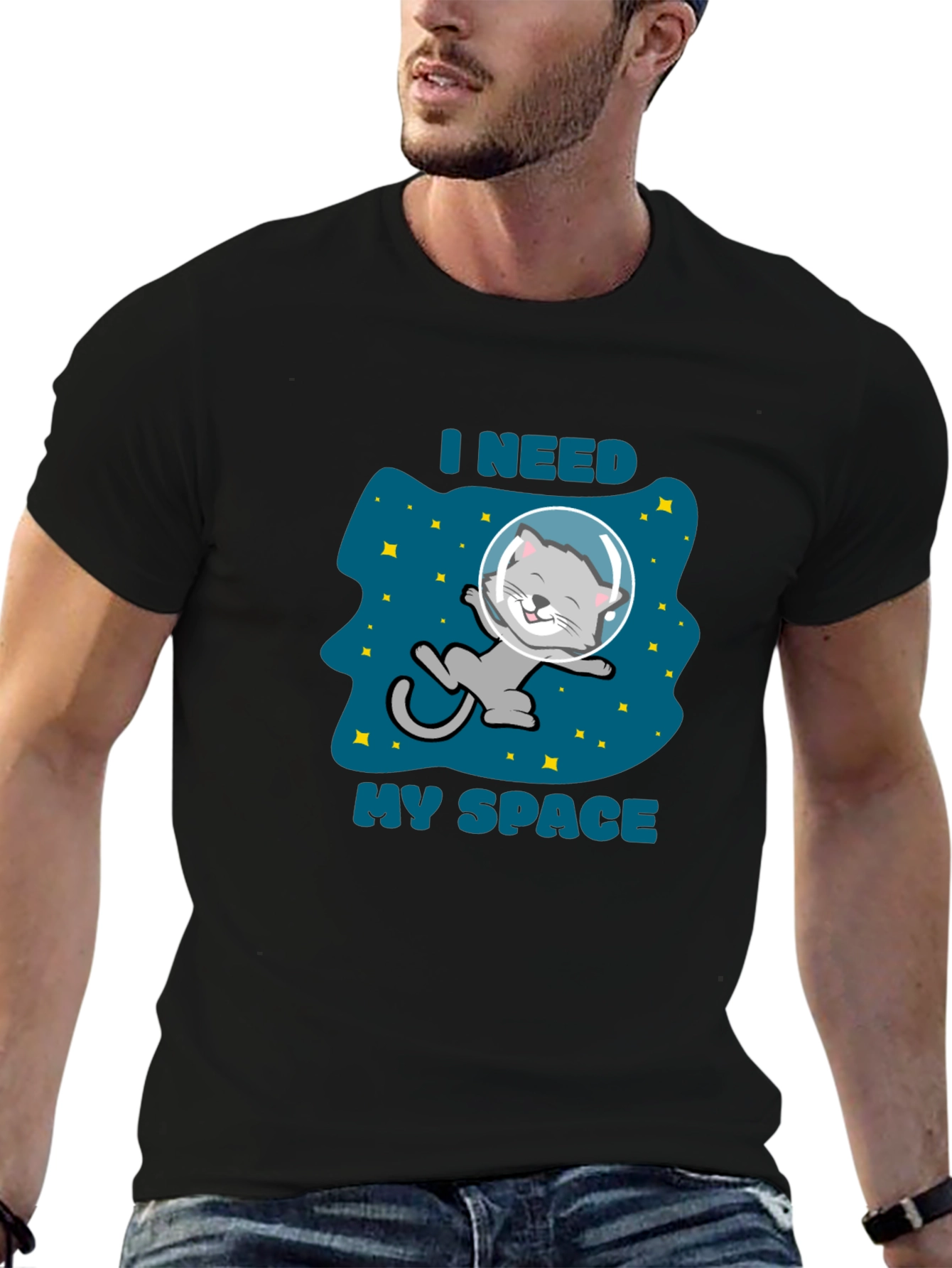 Camiseta Necesito Mi Espacio Gato Astronauta