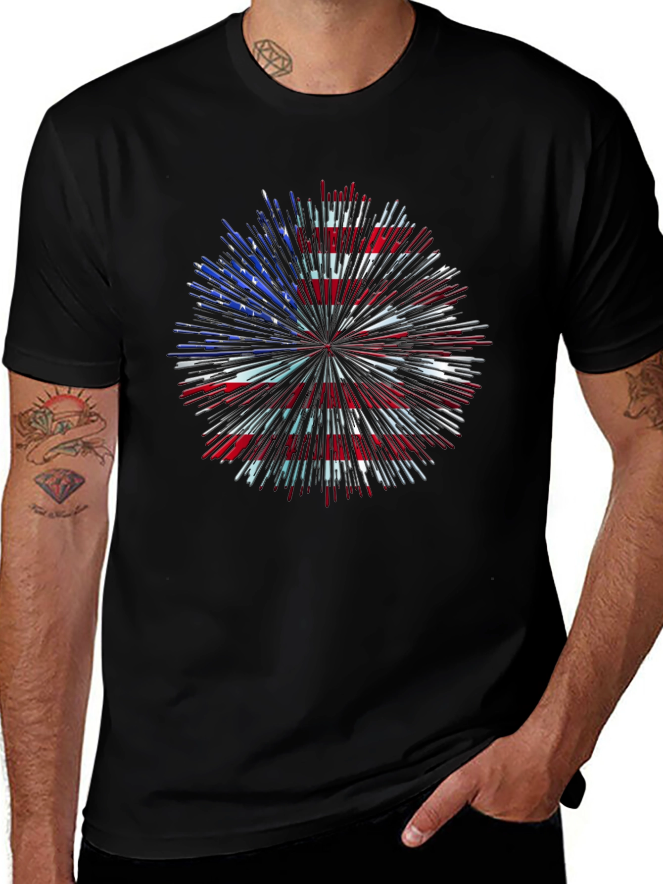Camiseta Patriótica Fuegos Artificiales USA