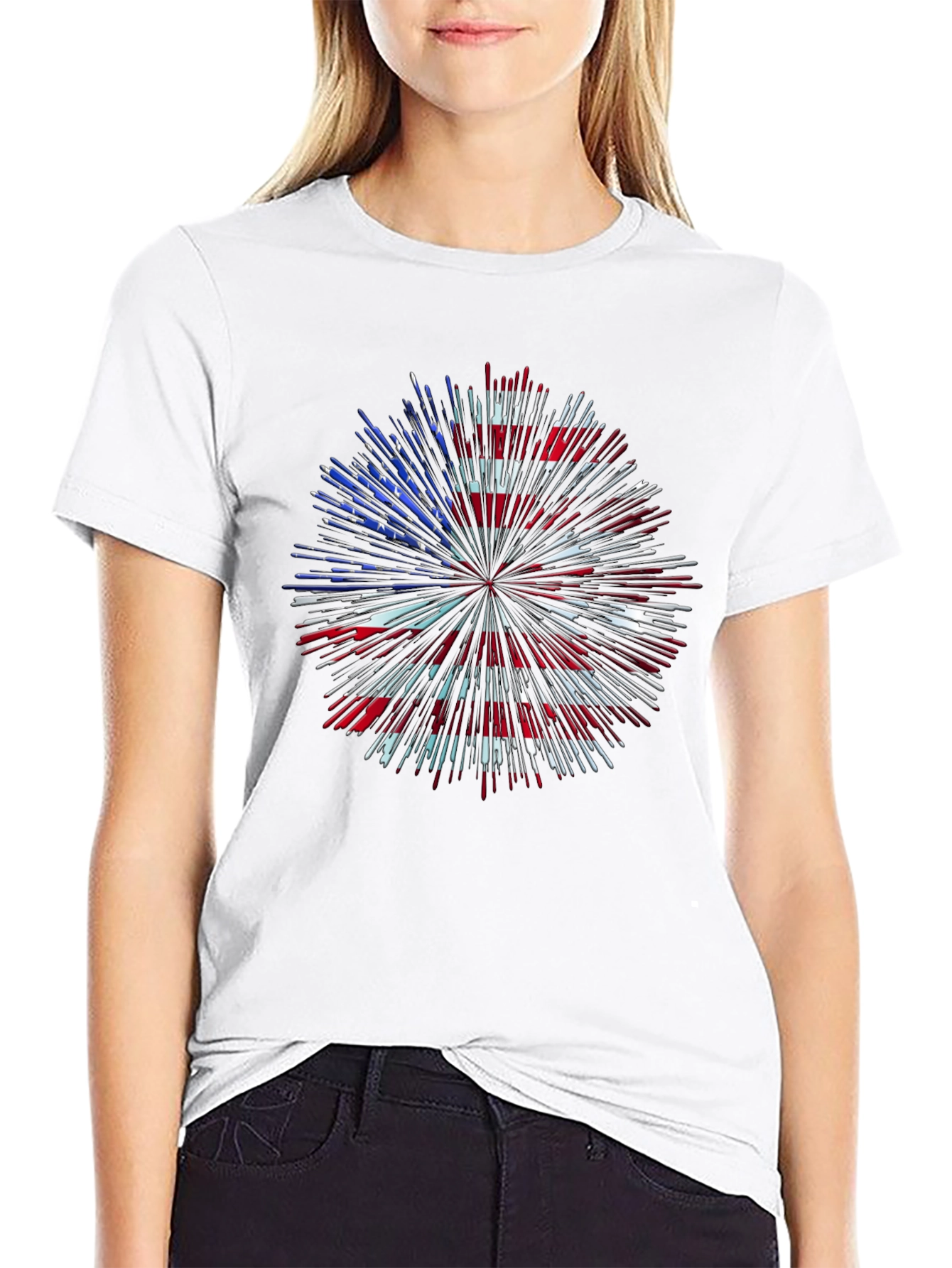 Camiseta Patriótica Fuegos Artificiales USA