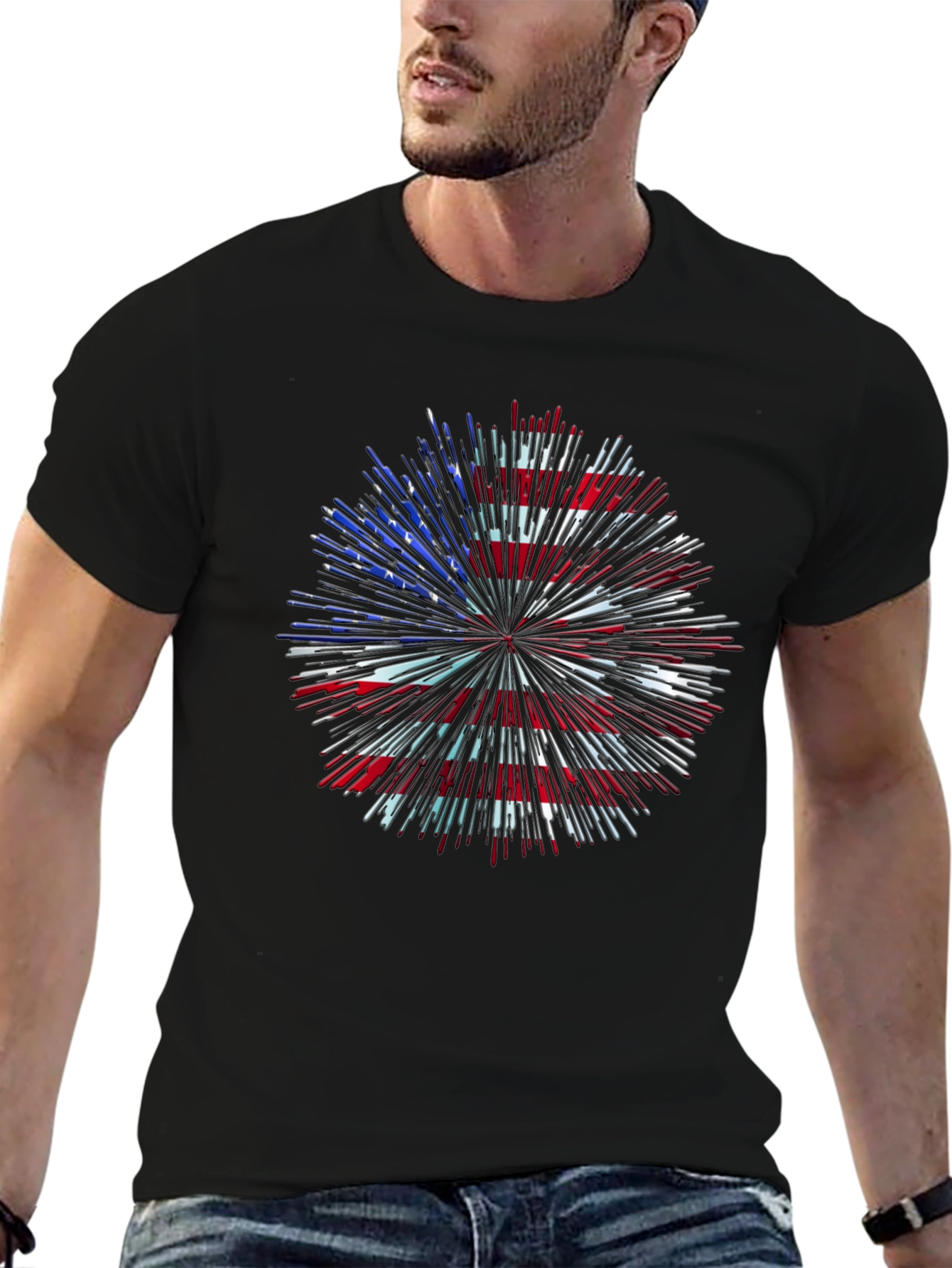 Camiseta Patriótica Fuegos Artificiales USA