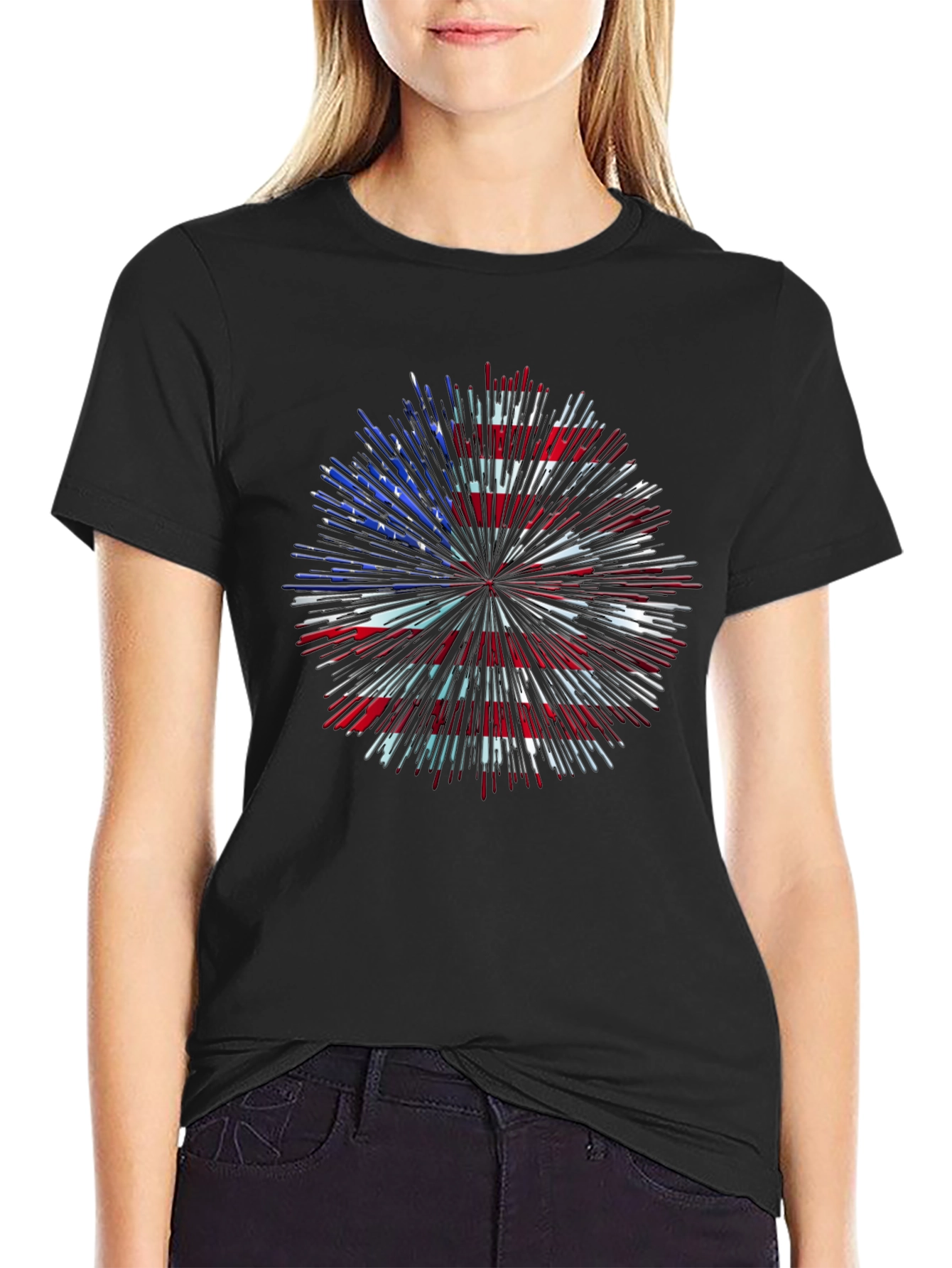Camiseta Patriótica Fuegos Artificiales USA