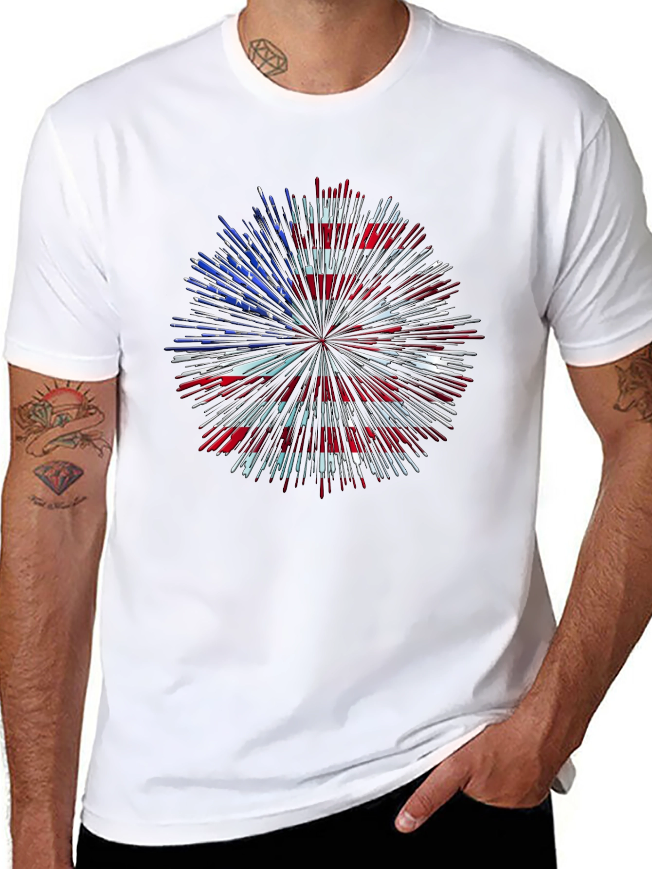 Camiseta Patriótica Fuegos Artificiales USA