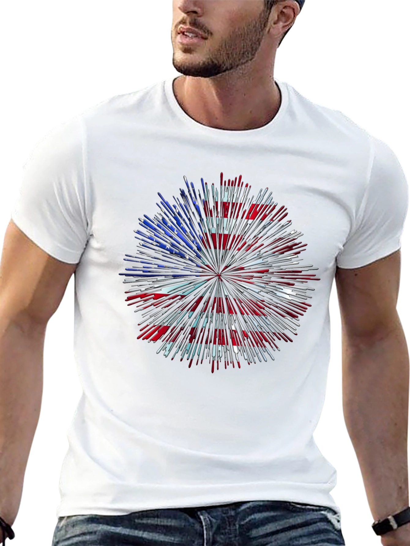 Camiseta Patriótica Fuegos Artificiales USA
